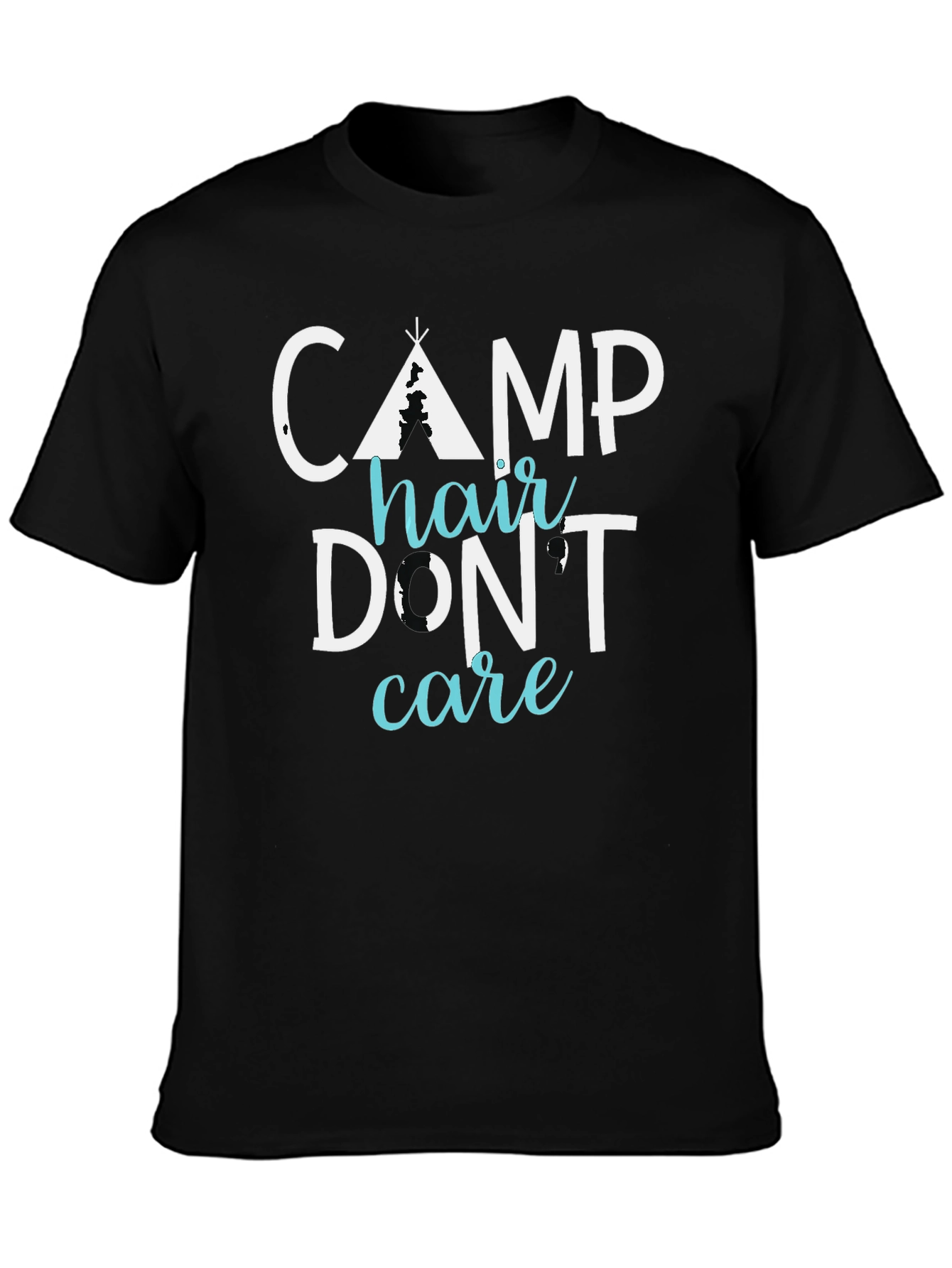 Black Camp Hair Don't Care Tee - Funny Camping Shirt view 3