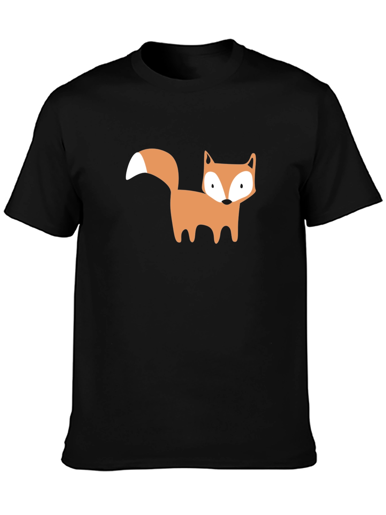 Black Cute Fox Graphic Black T-Shirt view 3