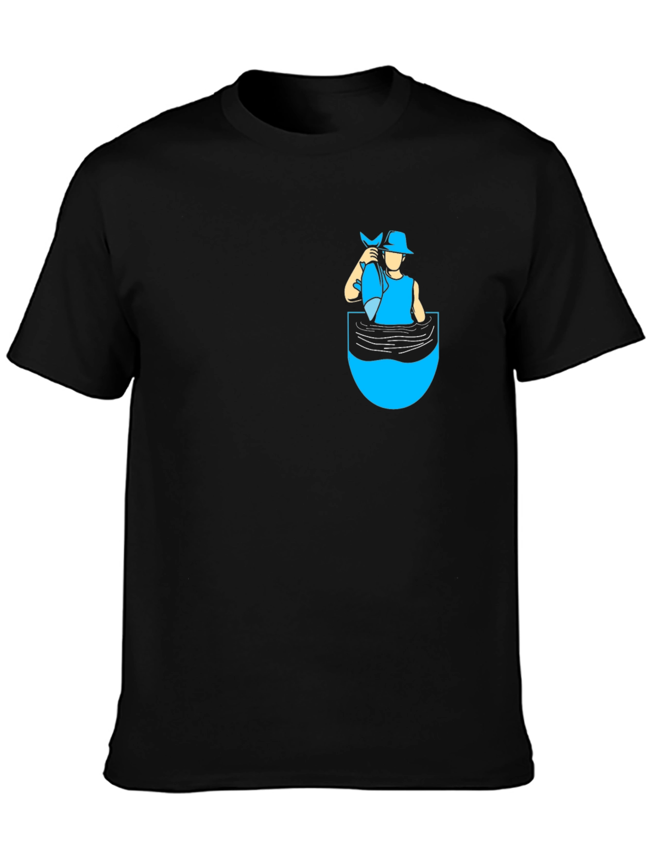Black Fisherman Pocket T-Shirt - Novelty Graphic Tee view 3