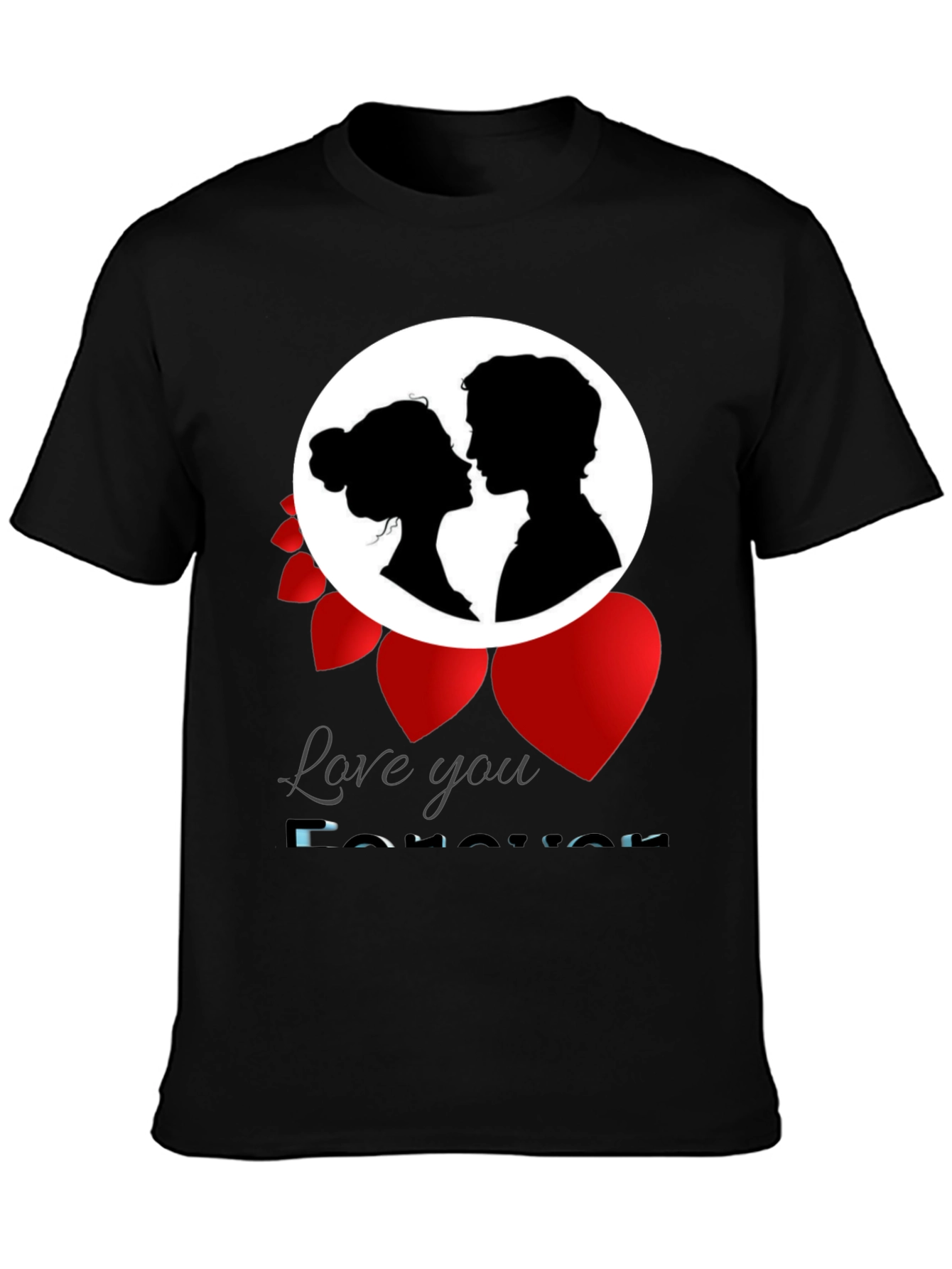 Black Love You Forever T-Shirt Romance Valentine's Gift view 3