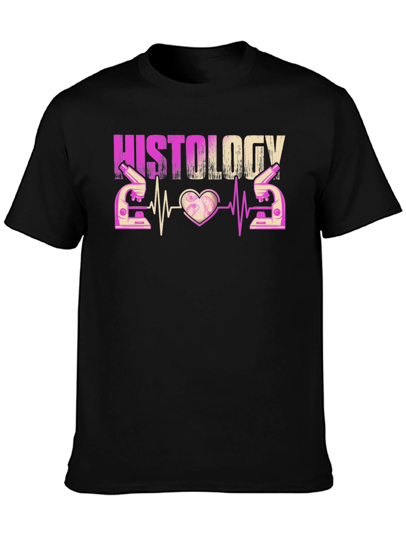 Black Histology Heartbeat Microscope T-Shirt view 3