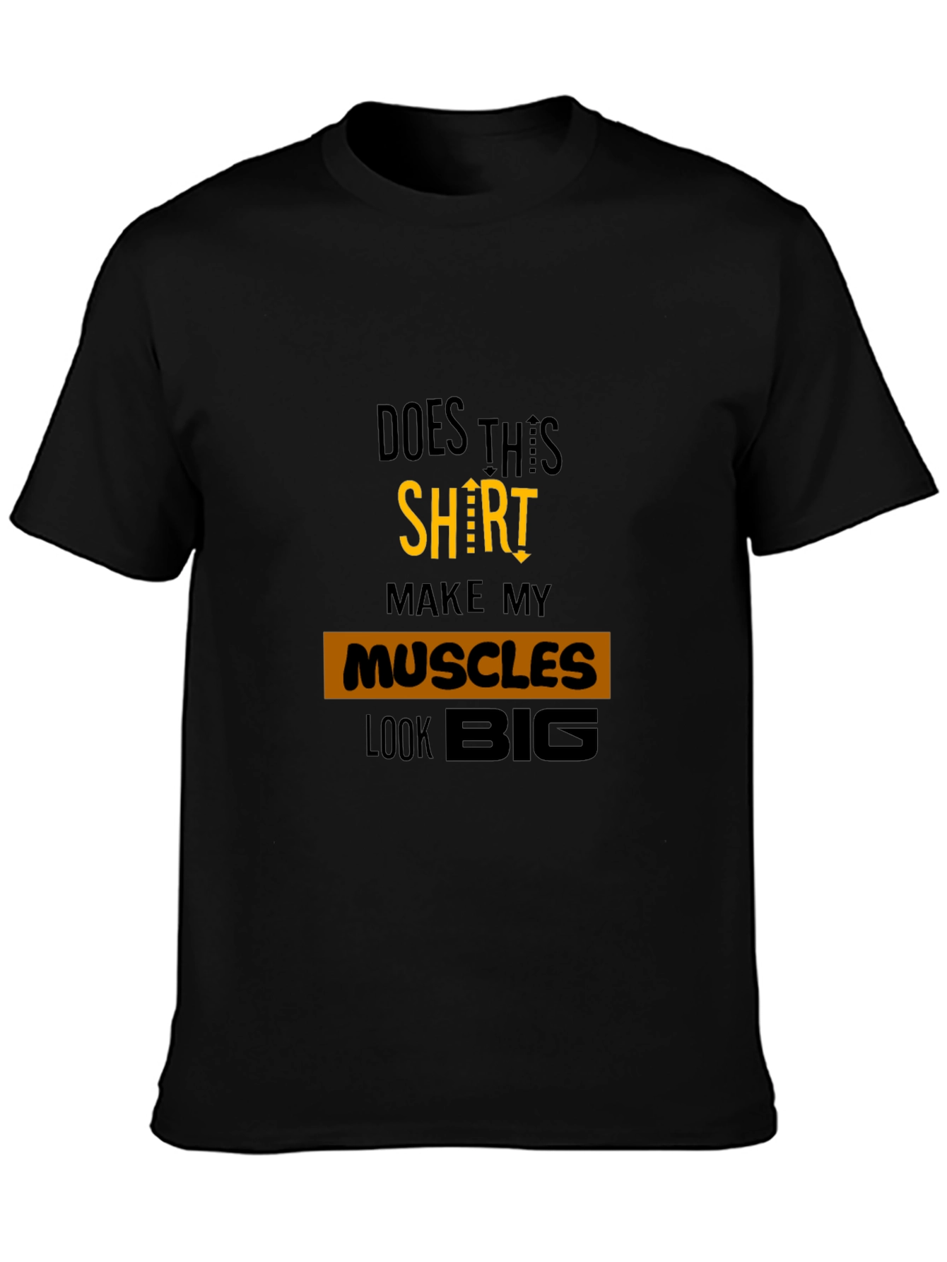 Black Muscle Humor Graphic Tee - Black Cotton T-Shirt view 3