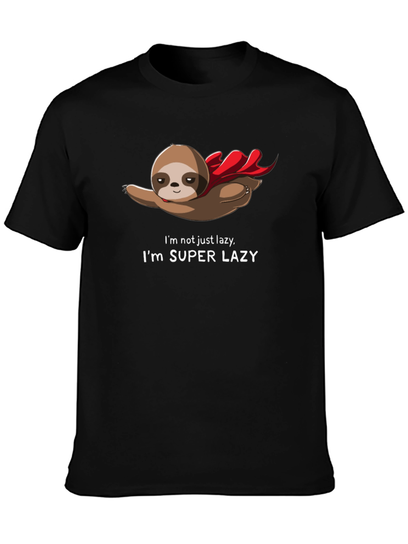 Black Super Lazy Sloth T-Shirt - Funny Animal Tee view 3