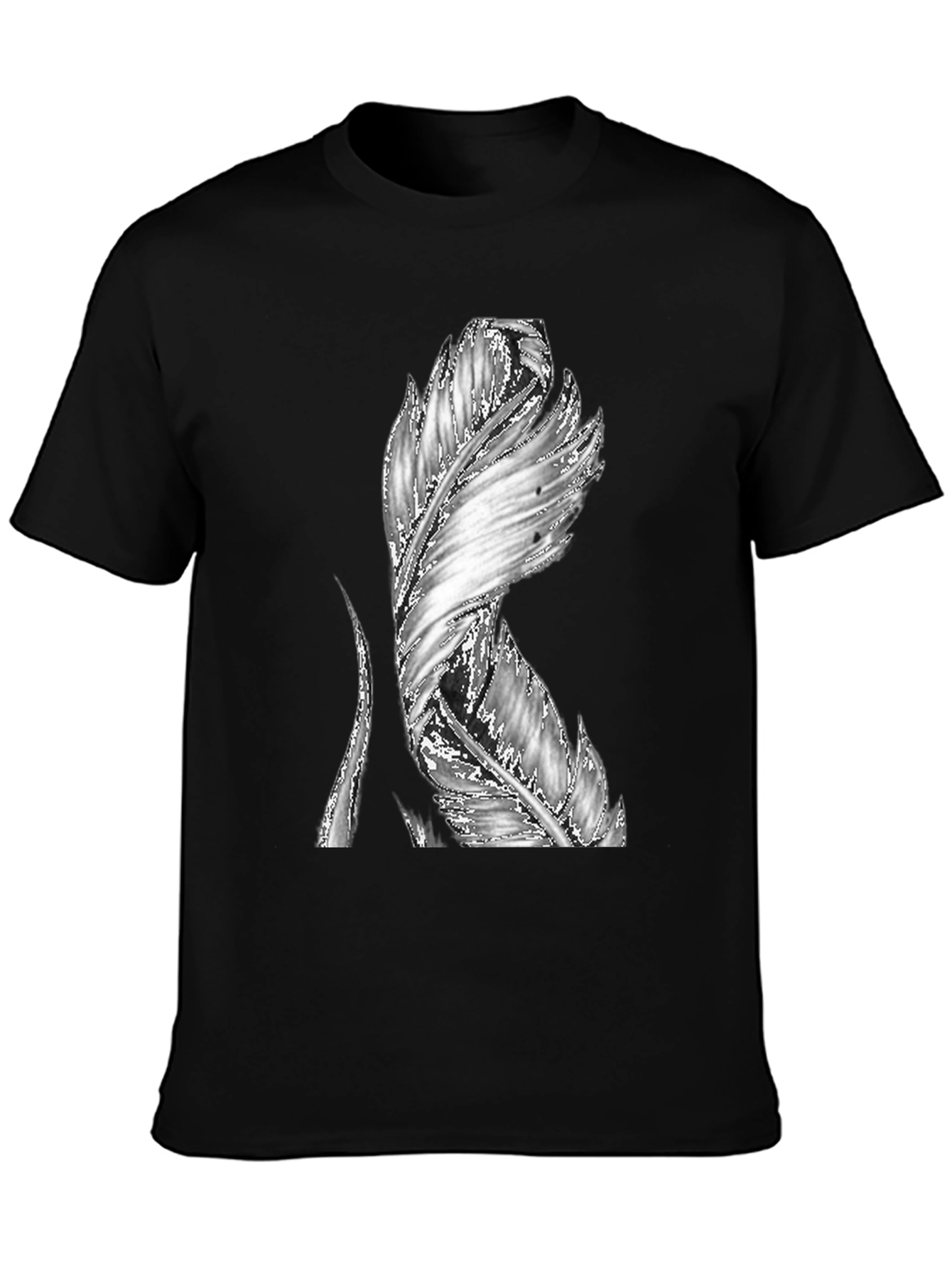 Black Feather Graphic Black T-Shirt - Unique Design view 3