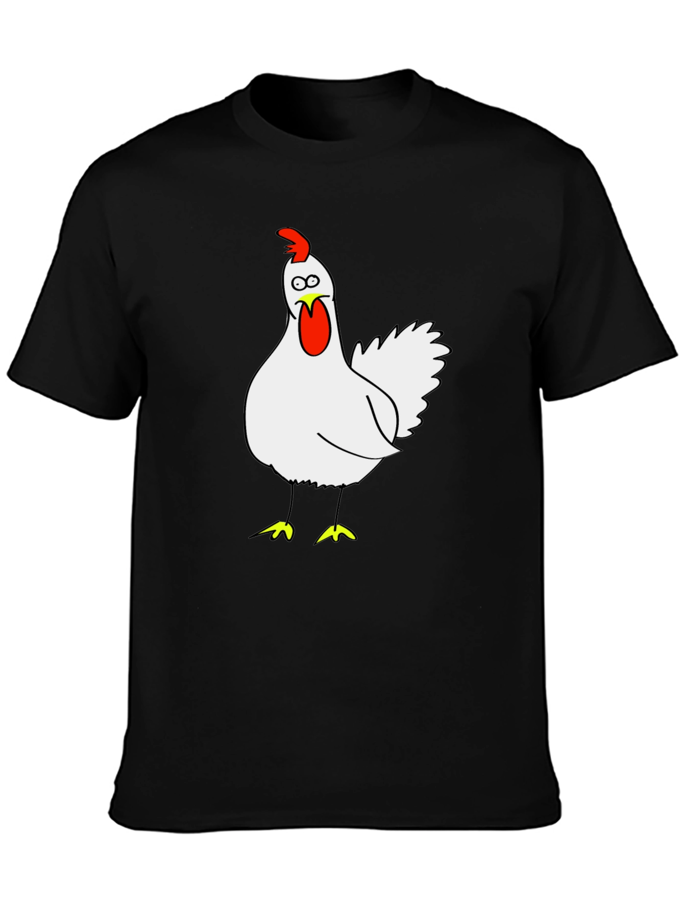 Black Funny Chicken Graphic Tee - Black Cotton T-Shirt view 3