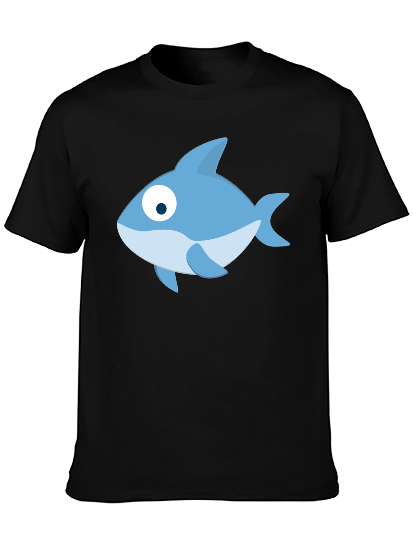 Black Cartoon Fish Black T-Shirt - Casual Style view 3
