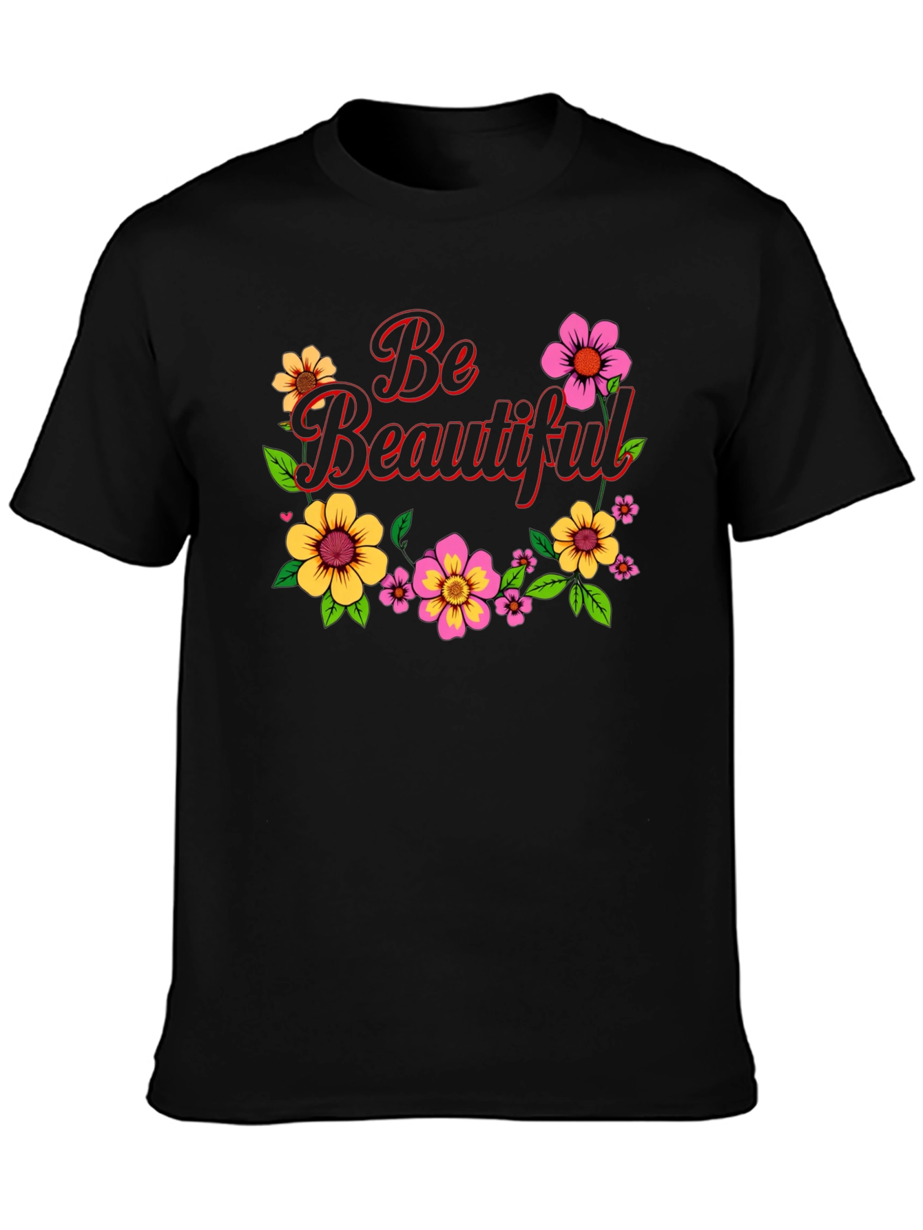 Black Be Beautiful Floral Graphic Black T-Shirt view 3