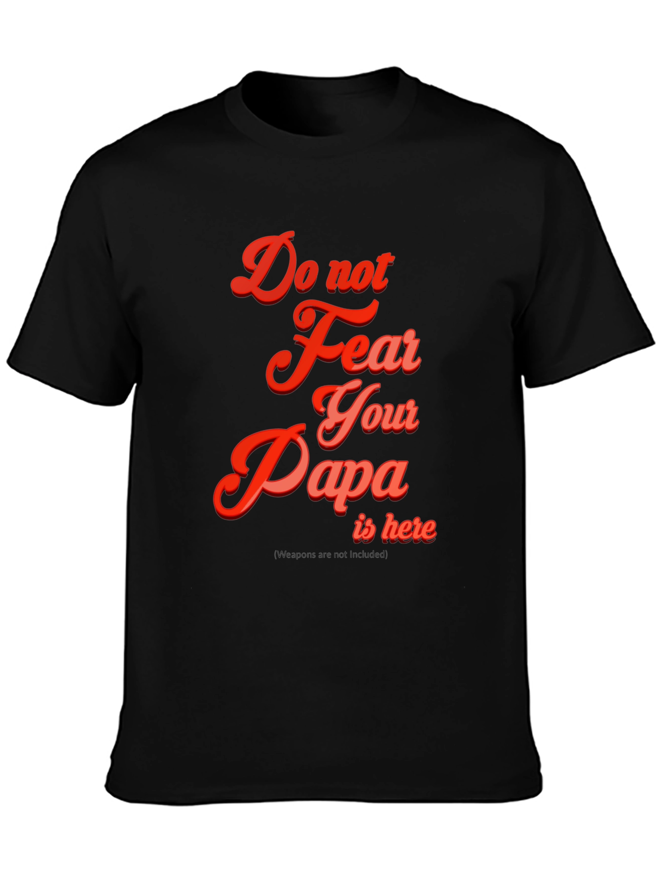Black Do Not Fear Papa T-Shirt - Black Cotton Blend view 3