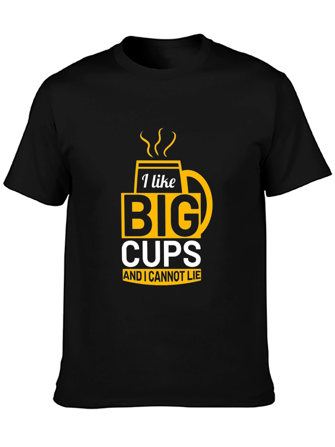 Black I Like Big Cups Graphic Tee - Funny Coffee Lover Shirt view 3