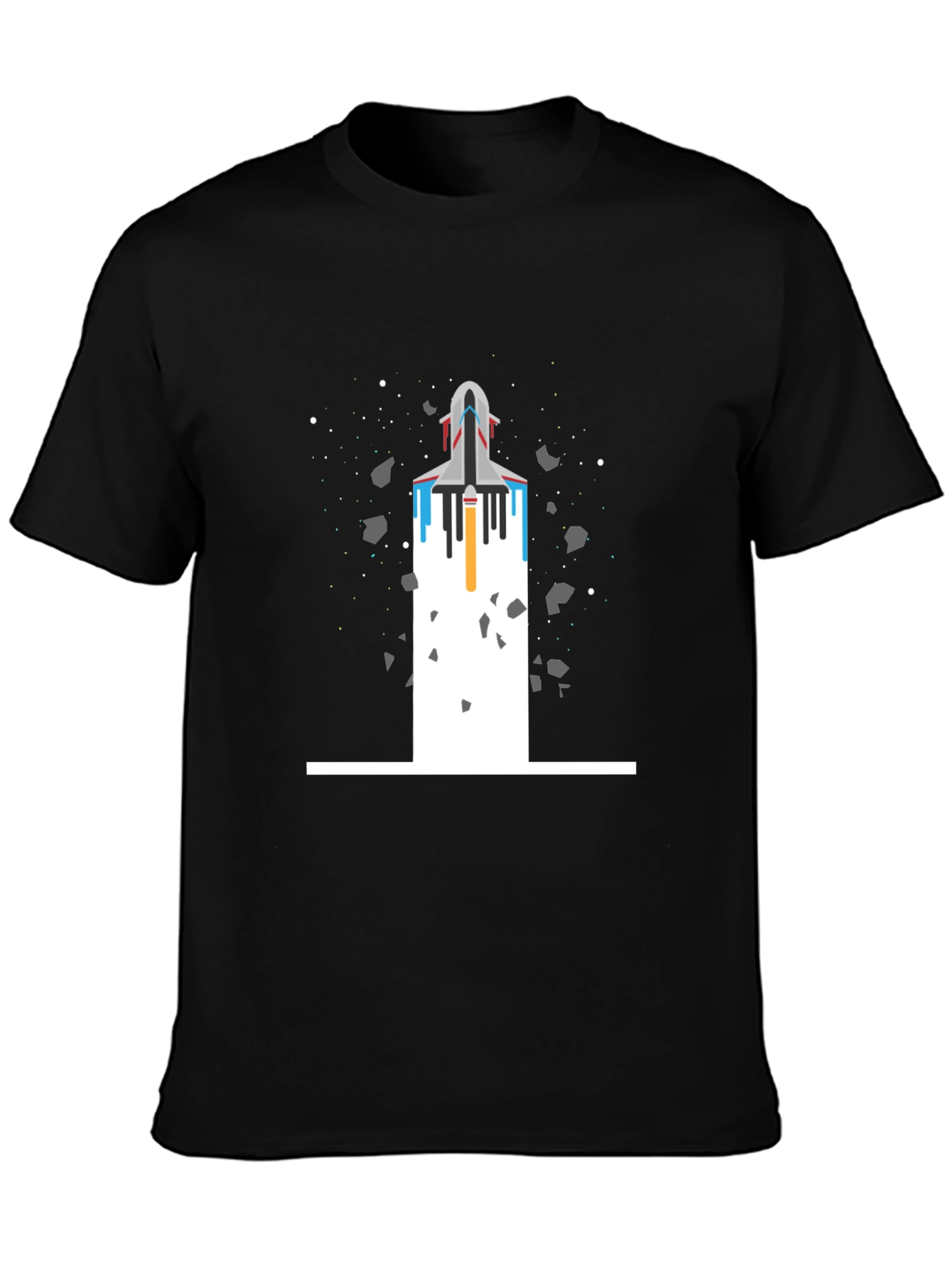 Black Space Shuttle Launch T-Shirt view 3