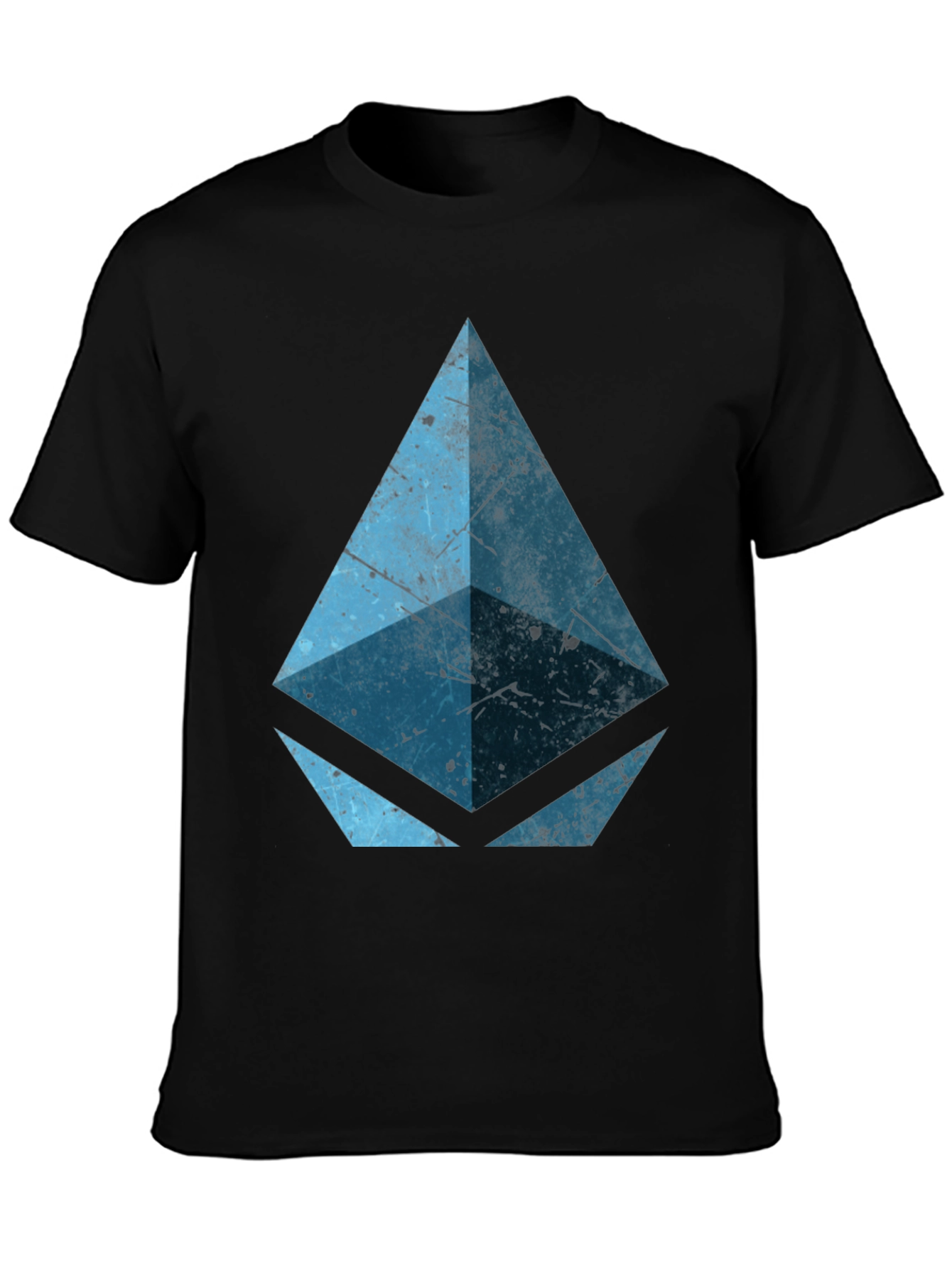 Black Geometric Blue Graphic Print Black Tee view 3