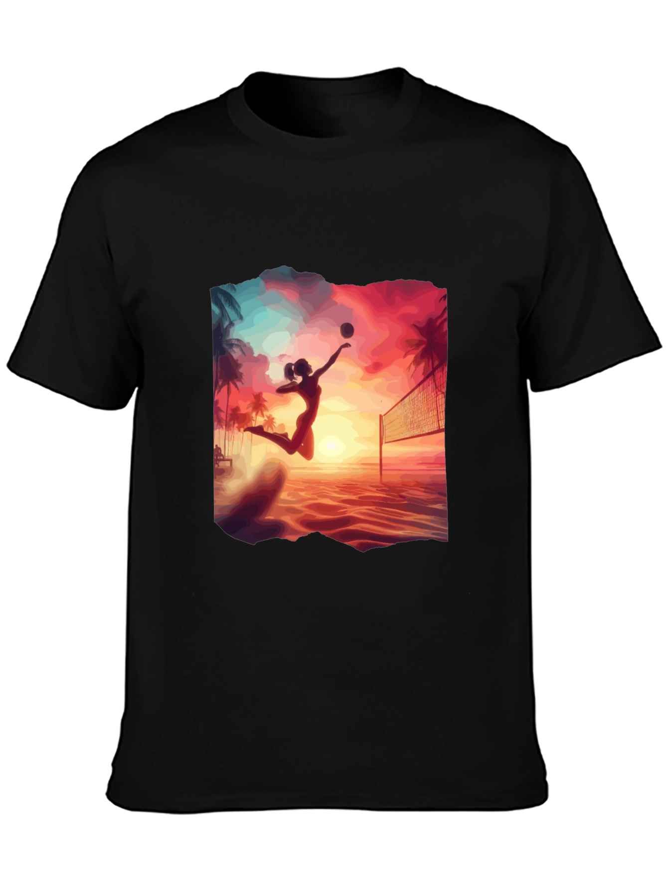 Black Sunset Volleyball T-Shirt view 3