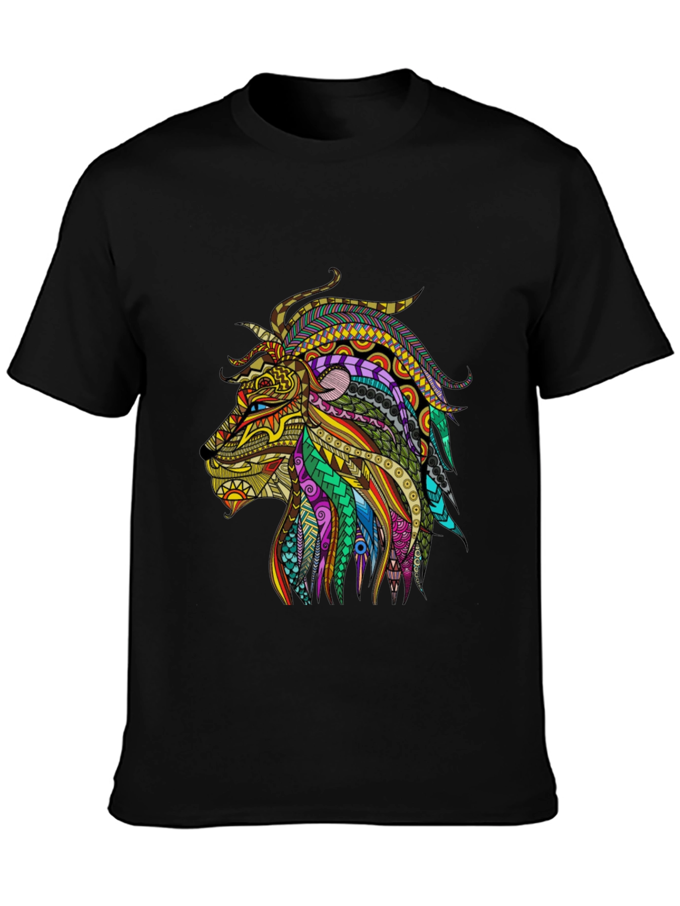 Black Lion Graphic Black T-Shirt view 3