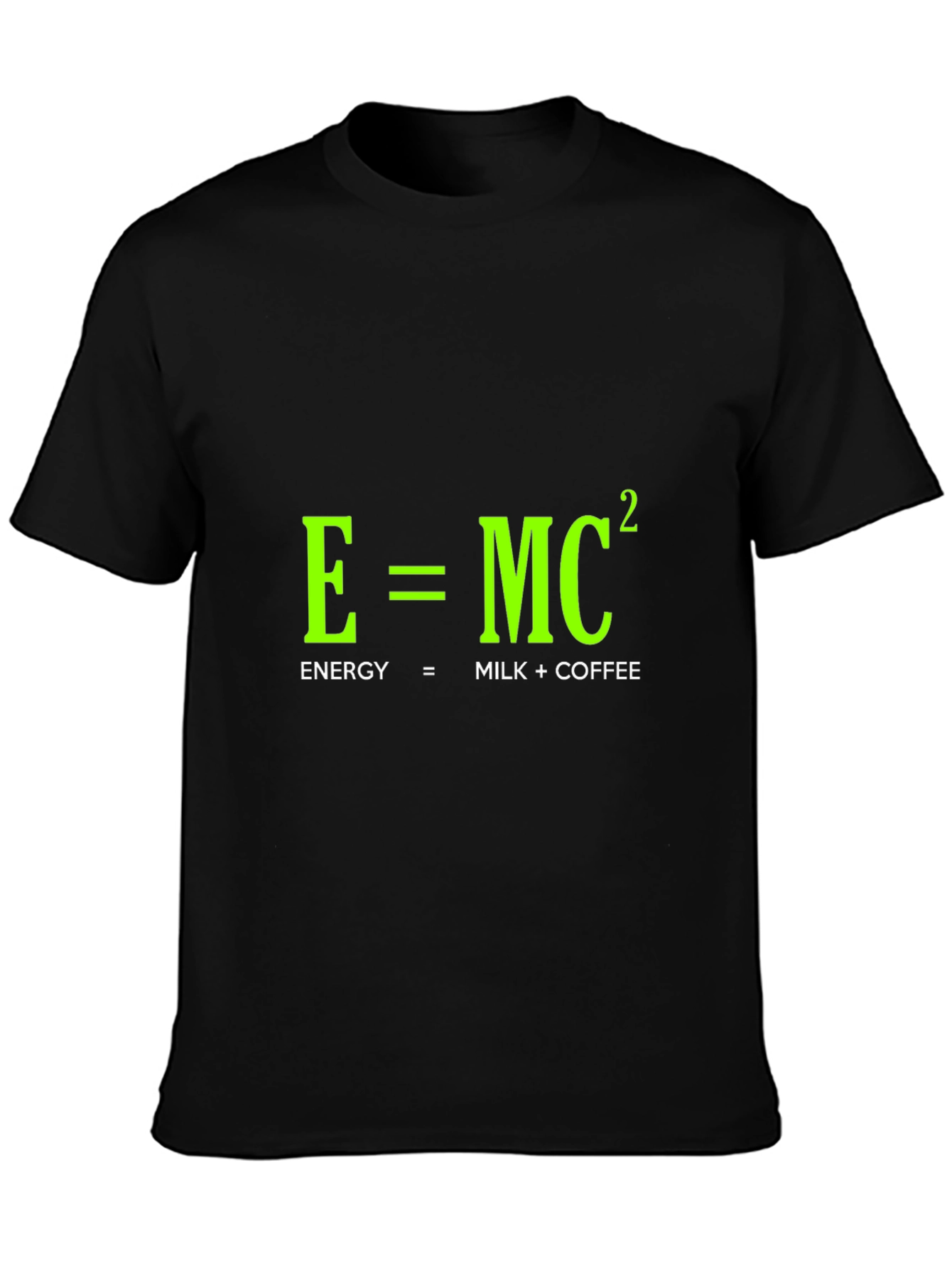 Black Funny Energy Equation T-Shirt: Milk + Coffee = Power! view 3