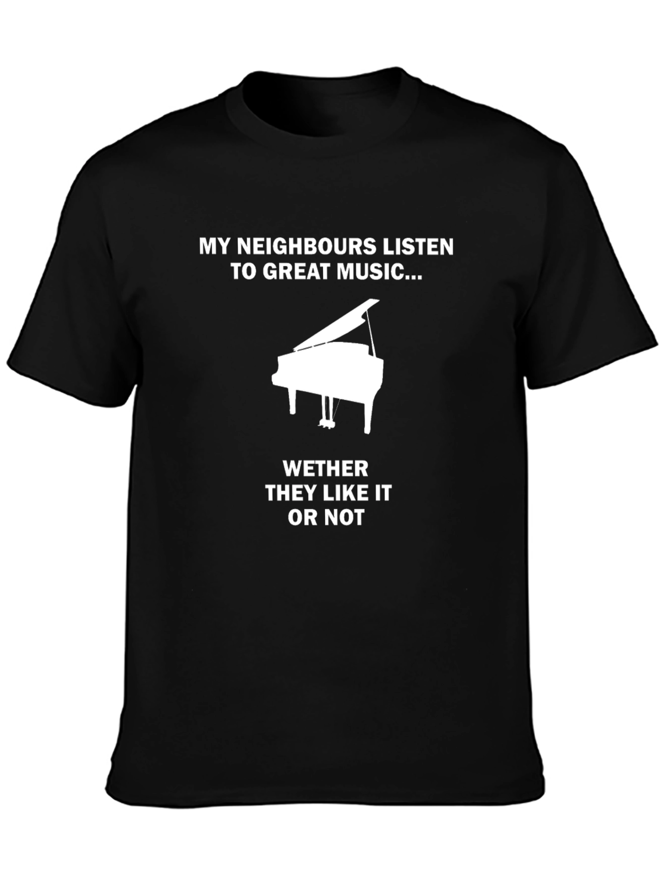 Black Great Music Piano T-Shirt view 3