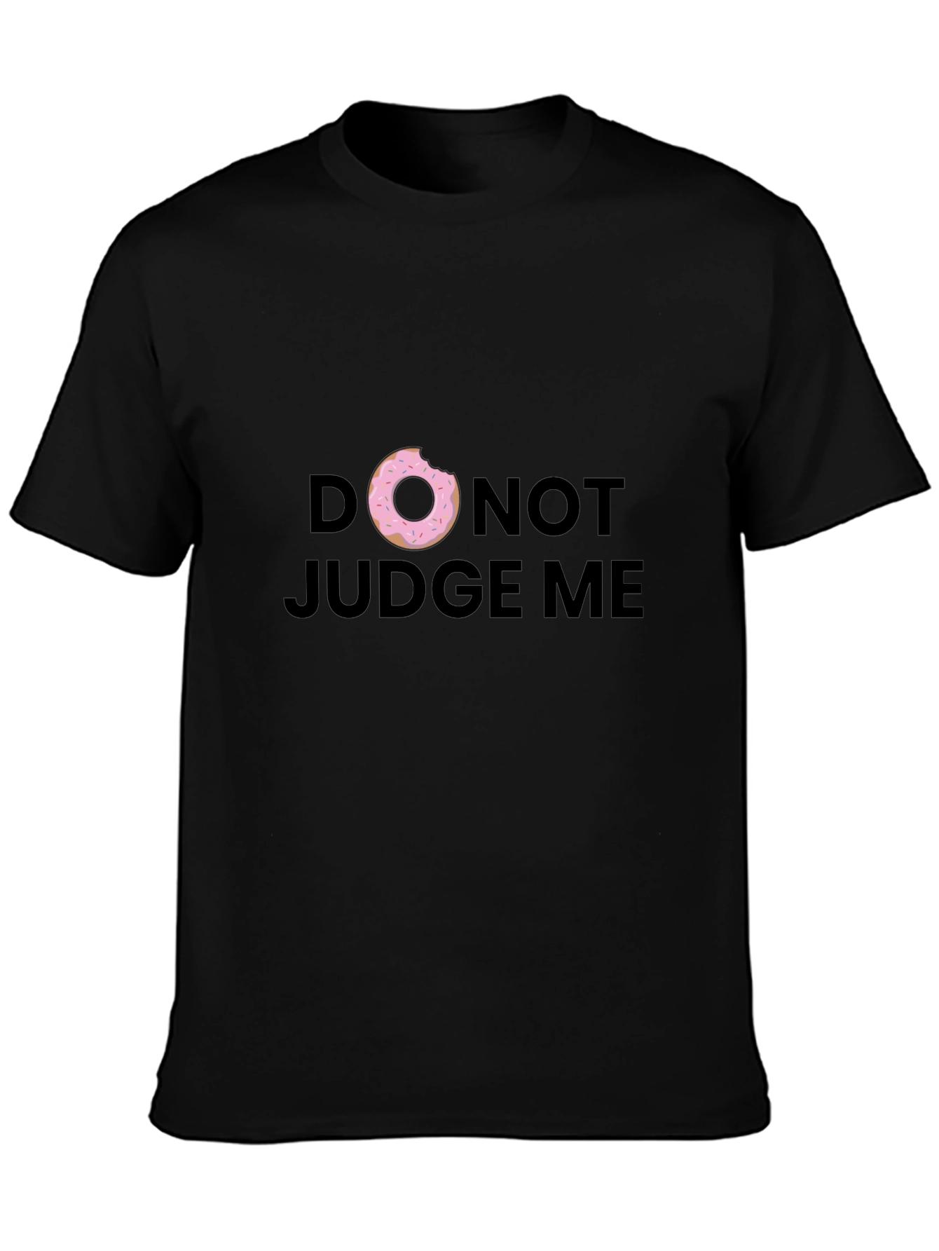 Black Donut Judge Me Graphic Tee - Black Cotton T-Shirt view 3