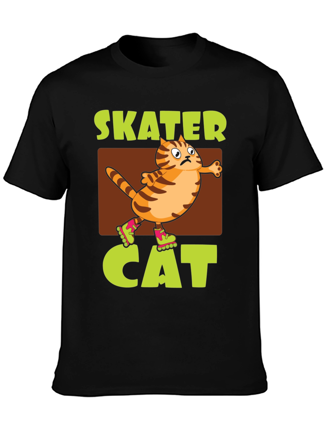 Black Skater Cat Graphic Tee - Novelty Humor T-Shirt view 3