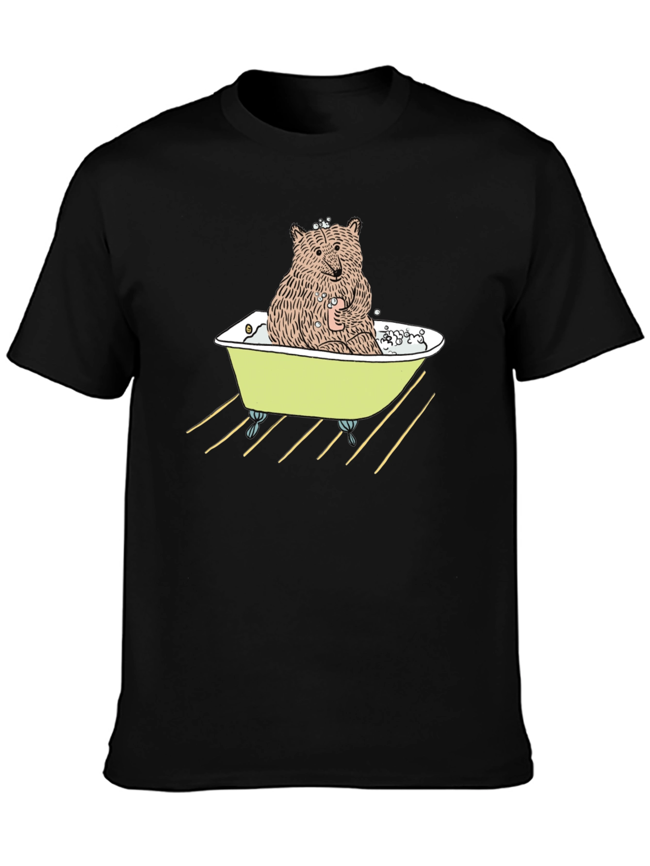 Black Bear in Bathtub Graphic Tee view 3