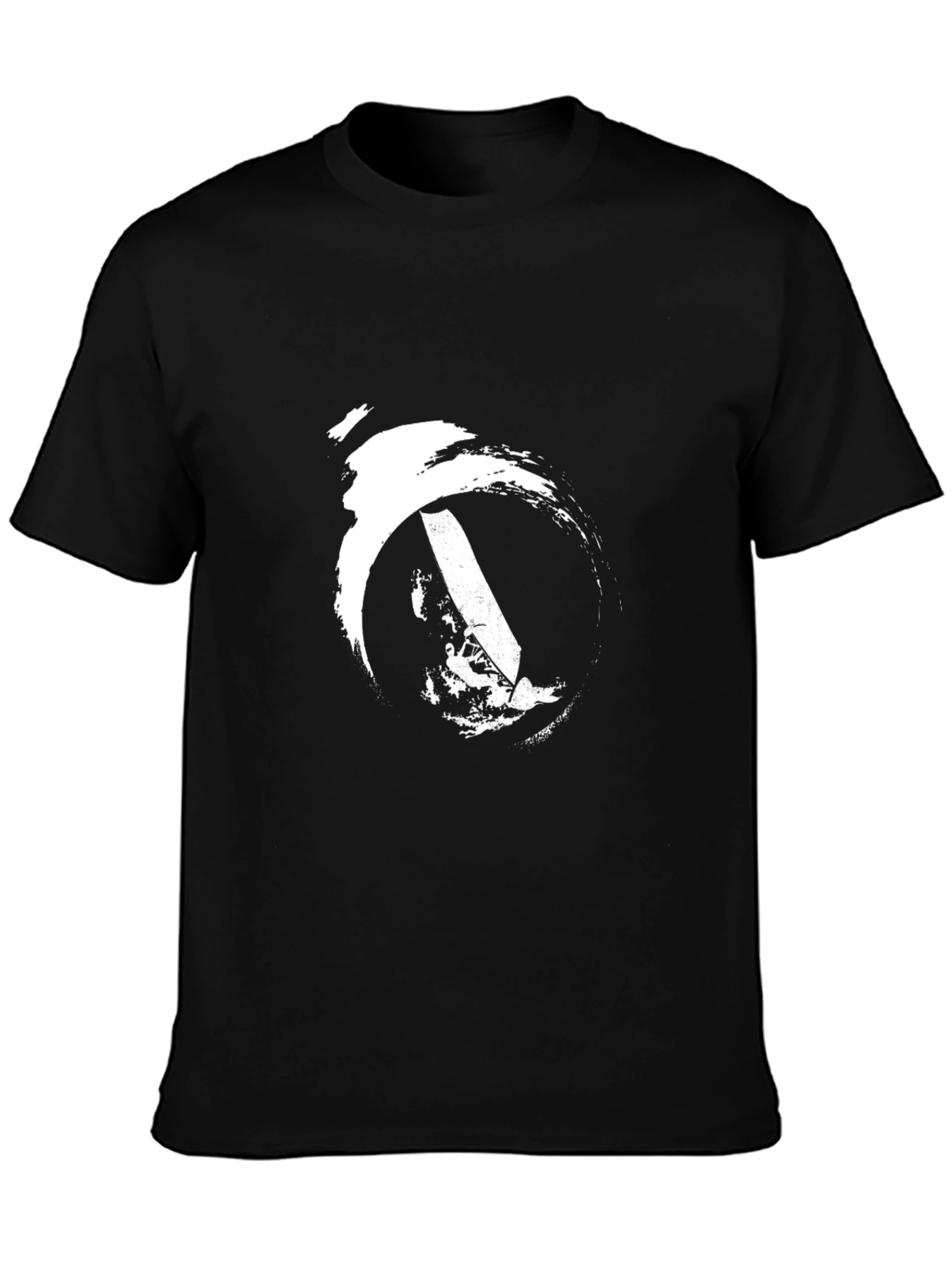 Black Modern Graphic T-Shirt - Abstract Sword Design view 3