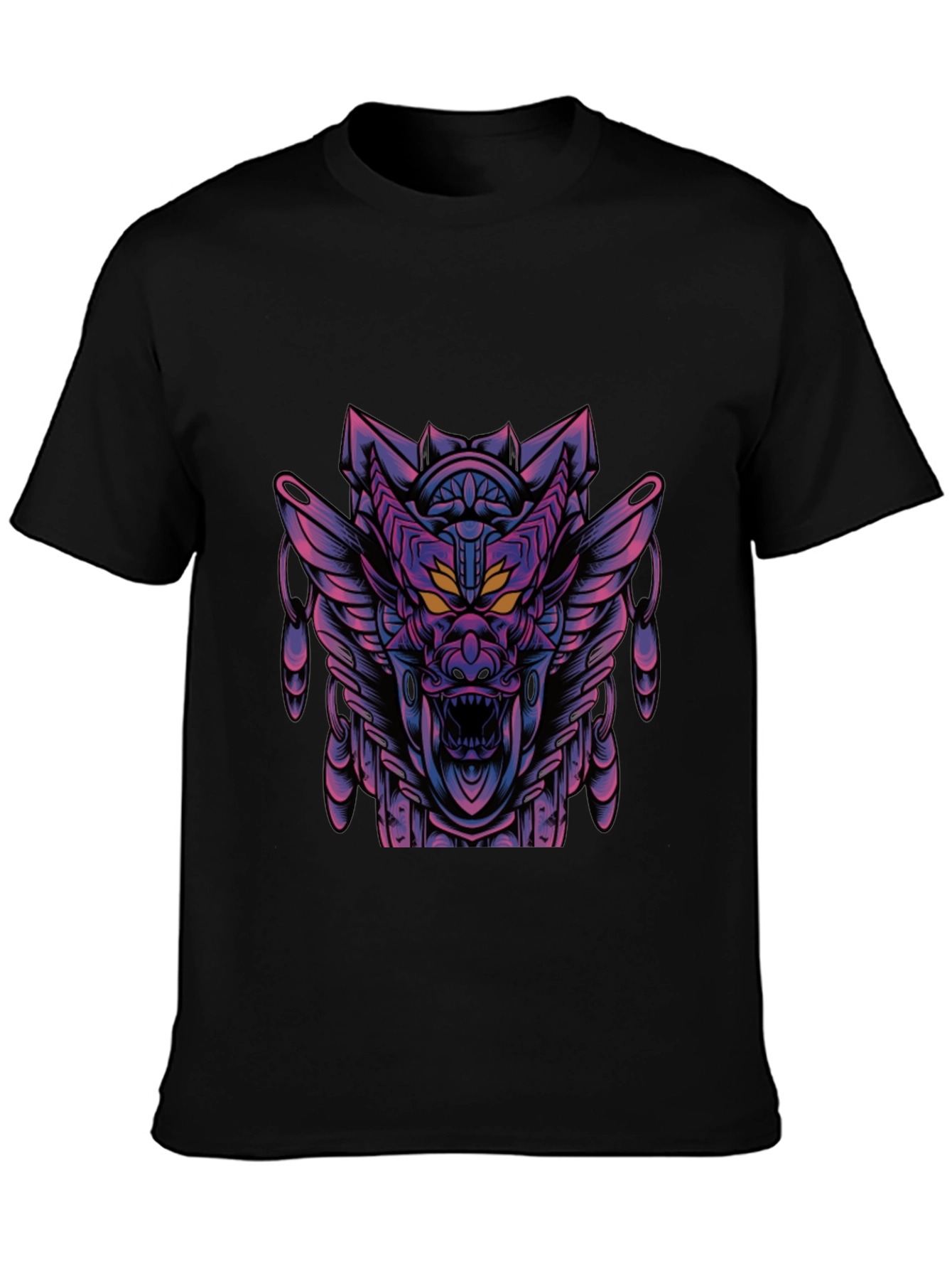 Black Cyberpunk Dragon Graphic Tee - Dark Style view 3