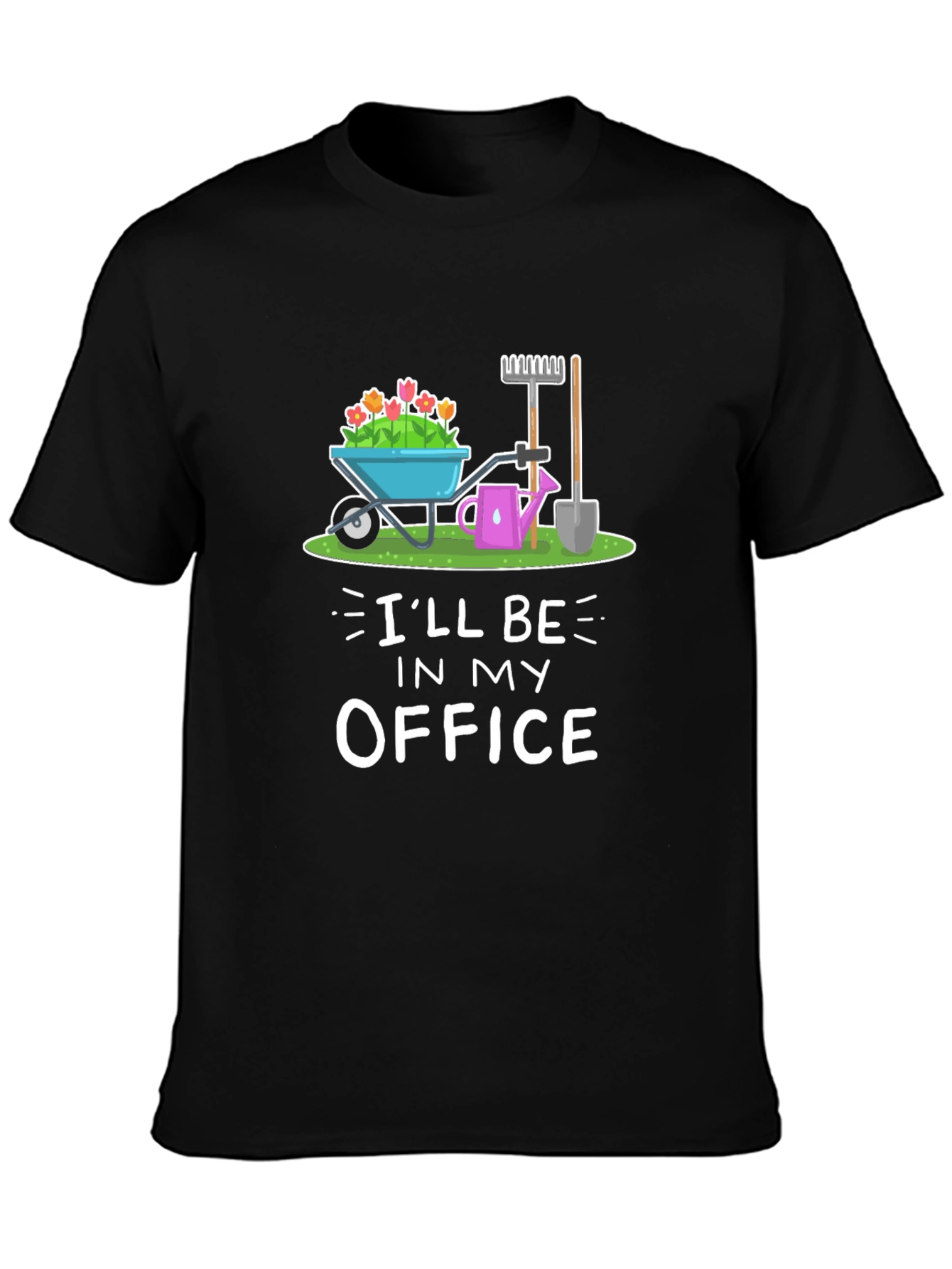 Black Gardening T-Shirt: "I'll Be In My Office" view 3