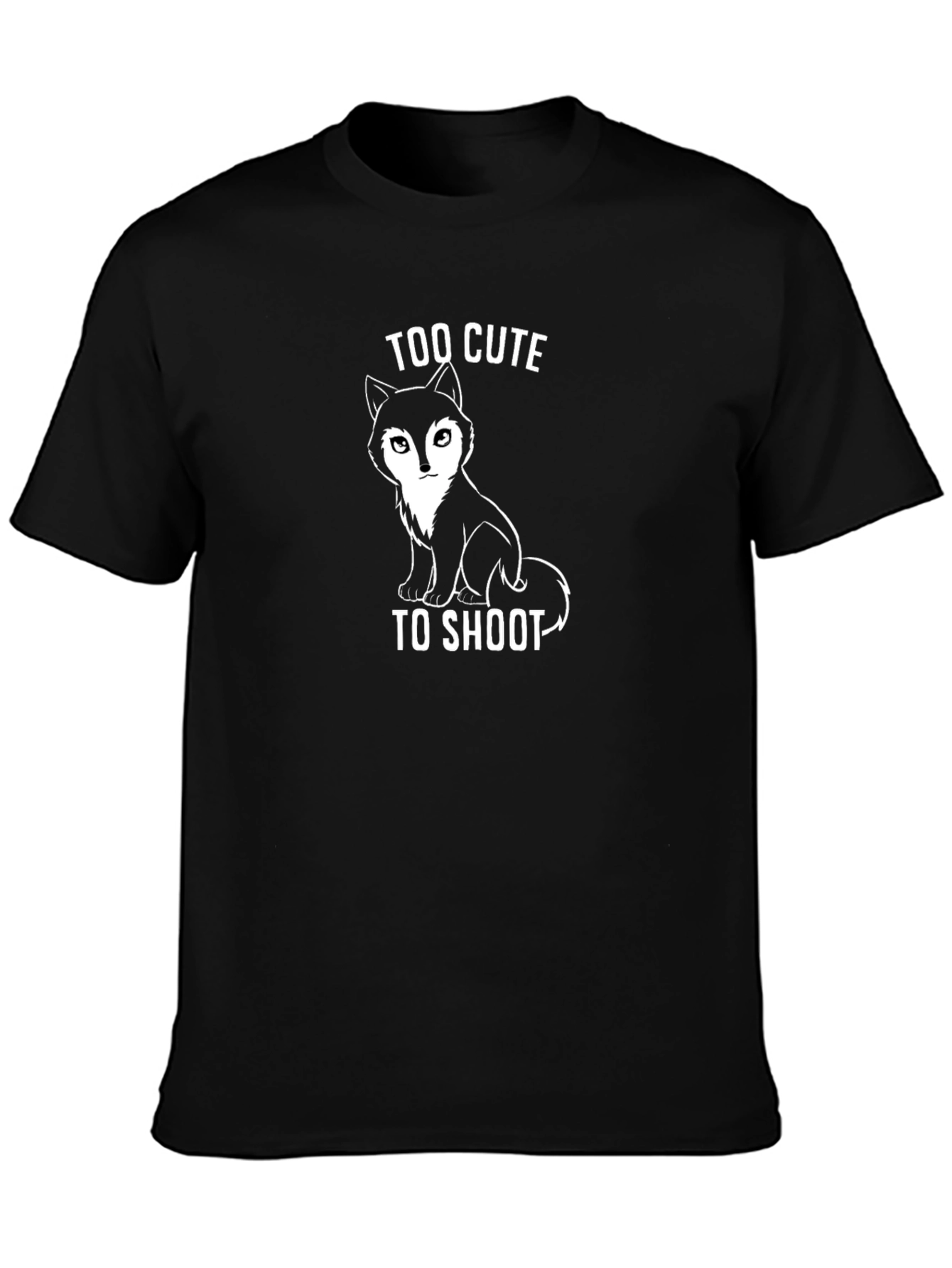 Black Cute Fox T-Shirt - Too Cute To Shoot Funny Animal Tee view 3