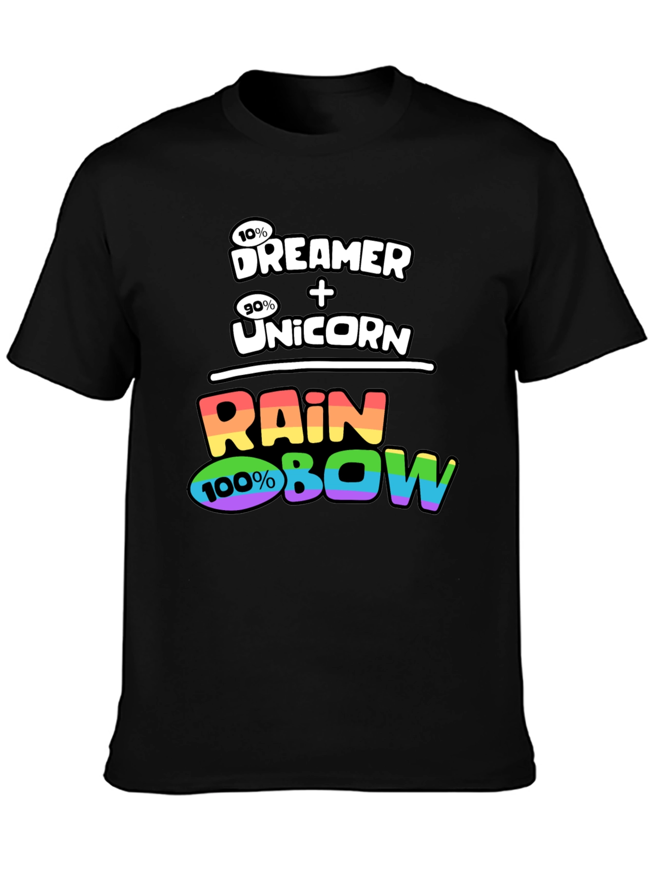 Black Dreamer Unicorn Rainbow Graphic T-Shirt view 3