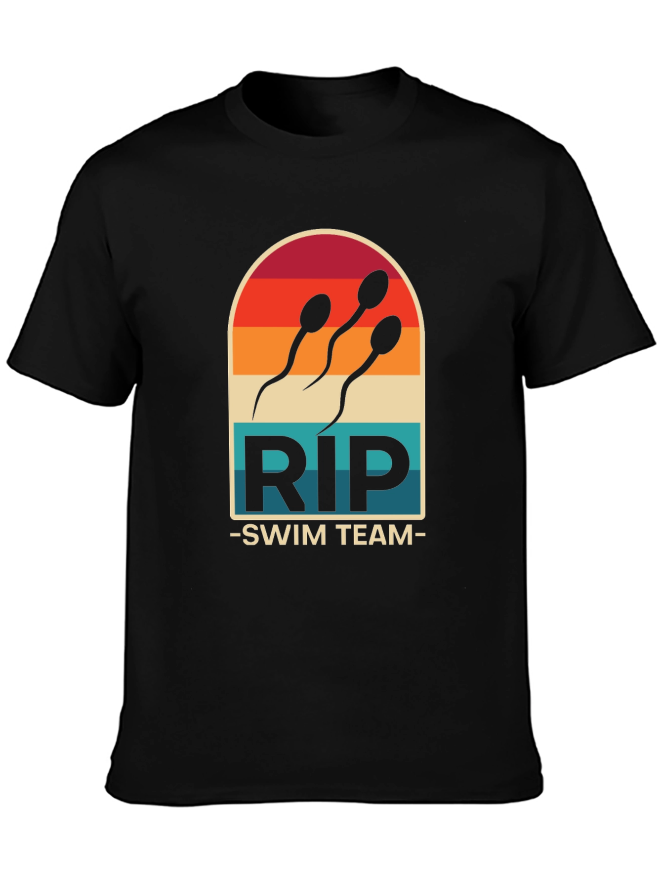 Black RIP Swim Team T-Shirt - Funny Sperm Design Tee view 3