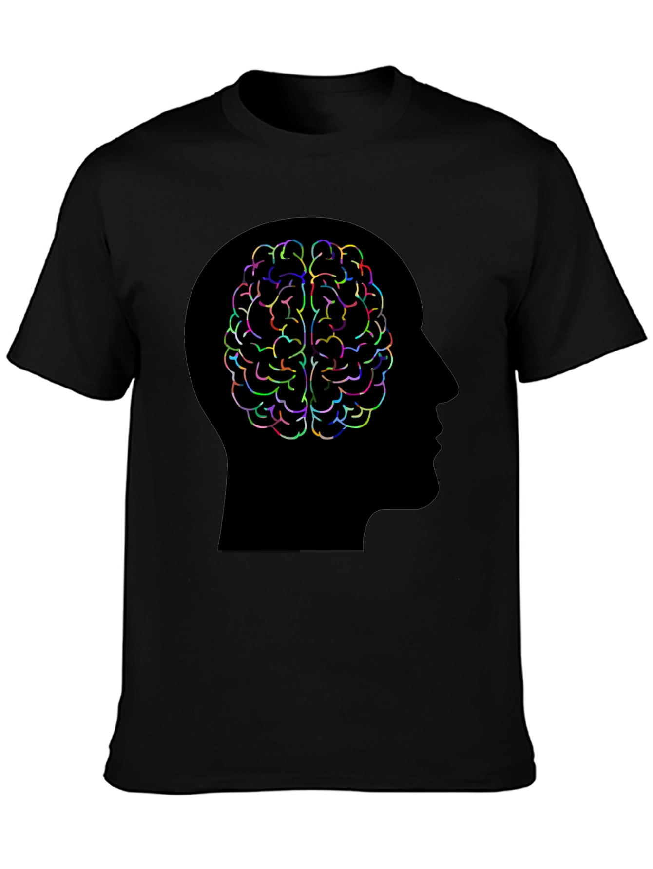 Black Brain Power T-Shirt - Colorful Mind Design view 3