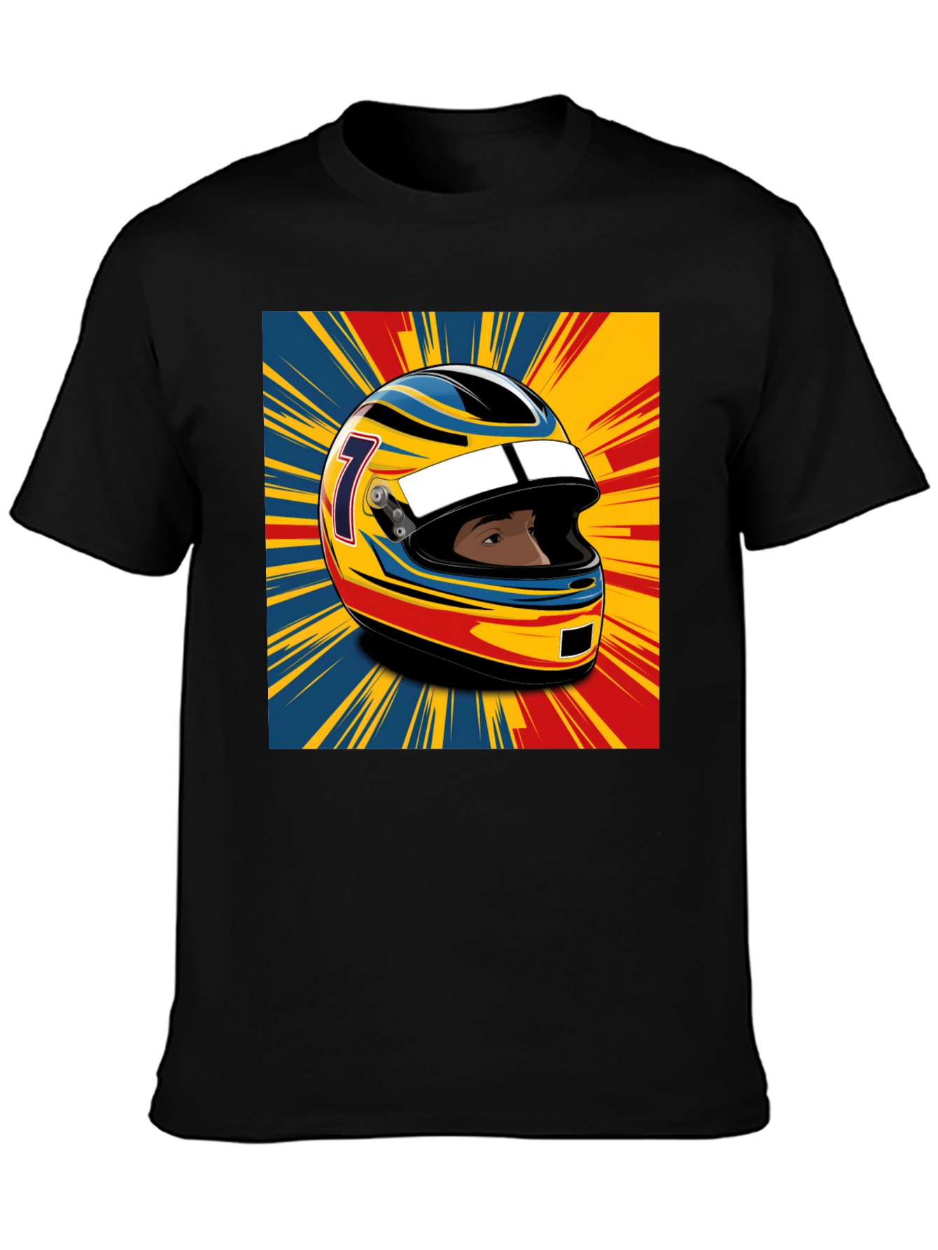 Black Racing Helmet Graphic T-Shirt - Stylish Motorsport Apparel view 3