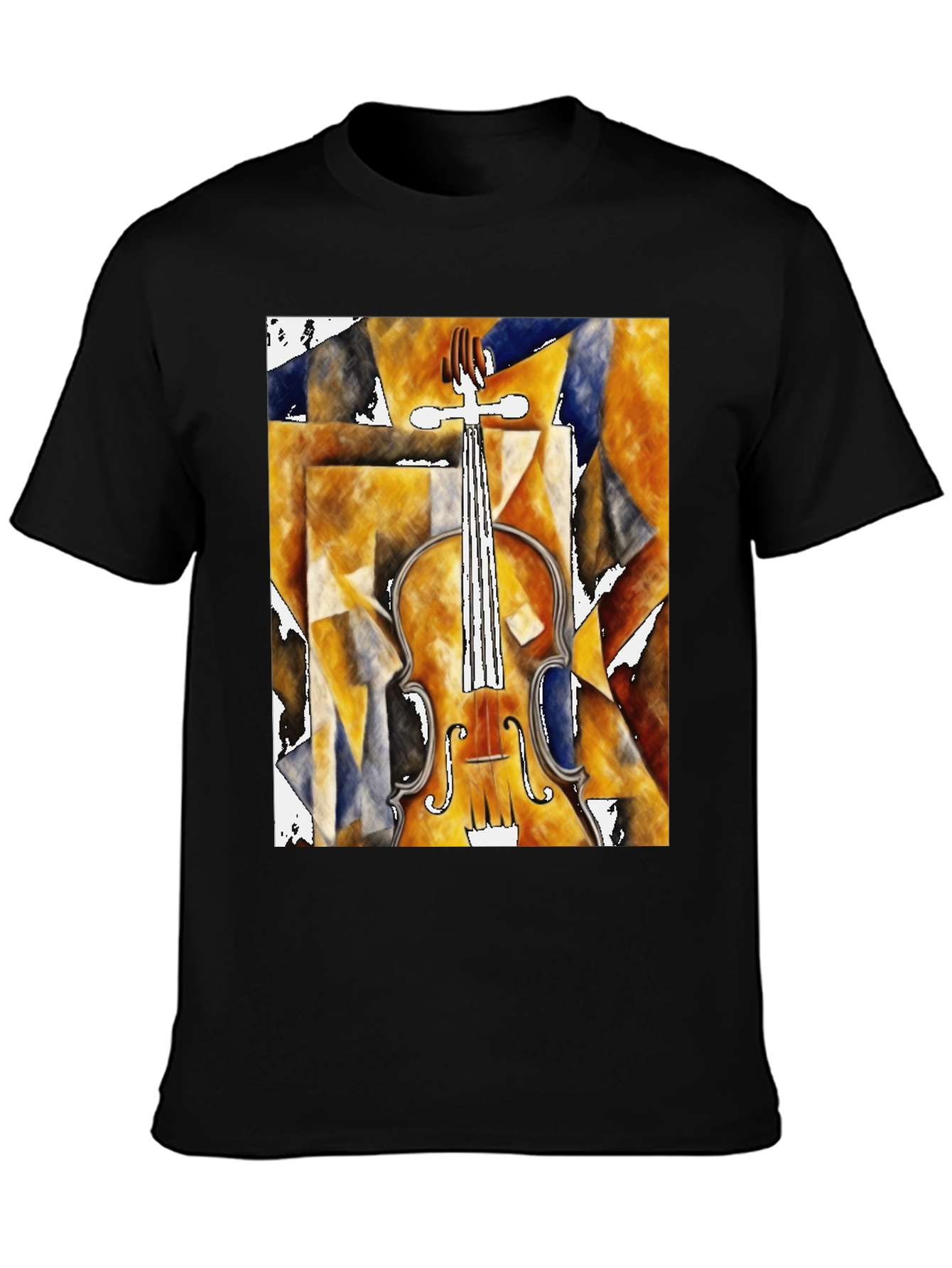 Black Abstract Violin Graphic Tee - Black Unisex Shirt view 3