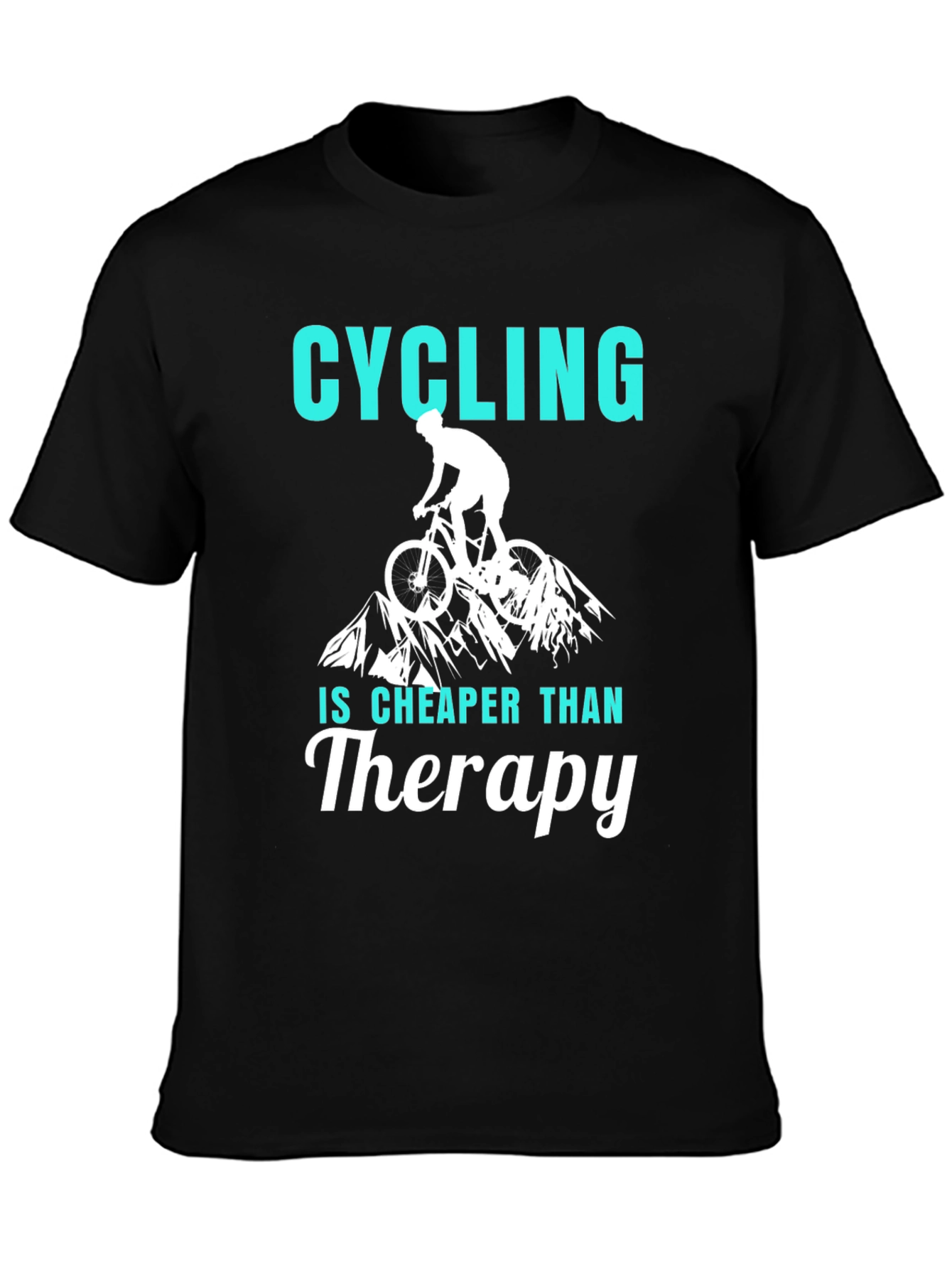 Black Cycling Cheaper Than Therapy Graphic T-Shirt view 3