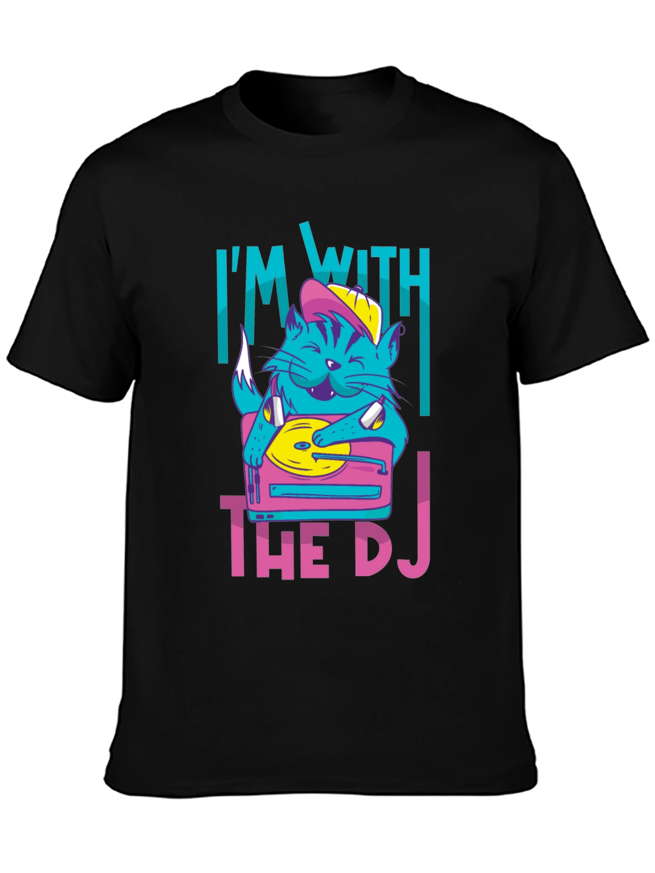 Black I'm With The DJ Cat Graphic T-Shirt view 3