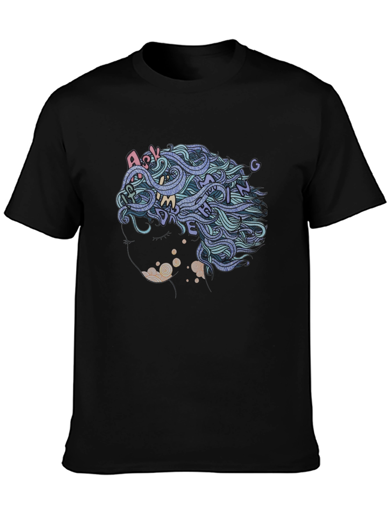 Black Abstract Hair Tee - Ask Me Anything view 3