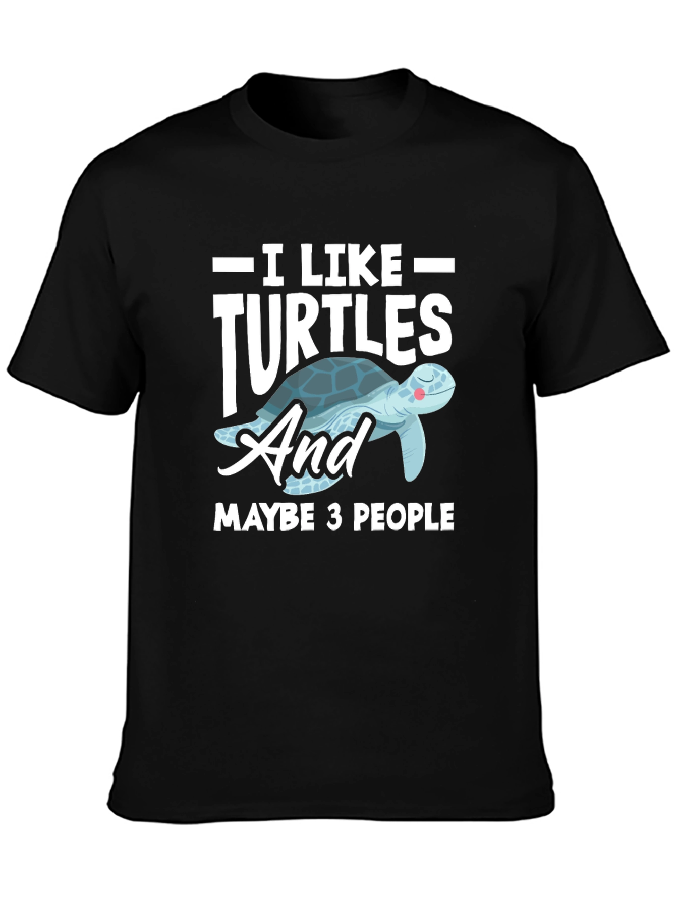 Black I Like Turtles Graphic T-Shirt view 3