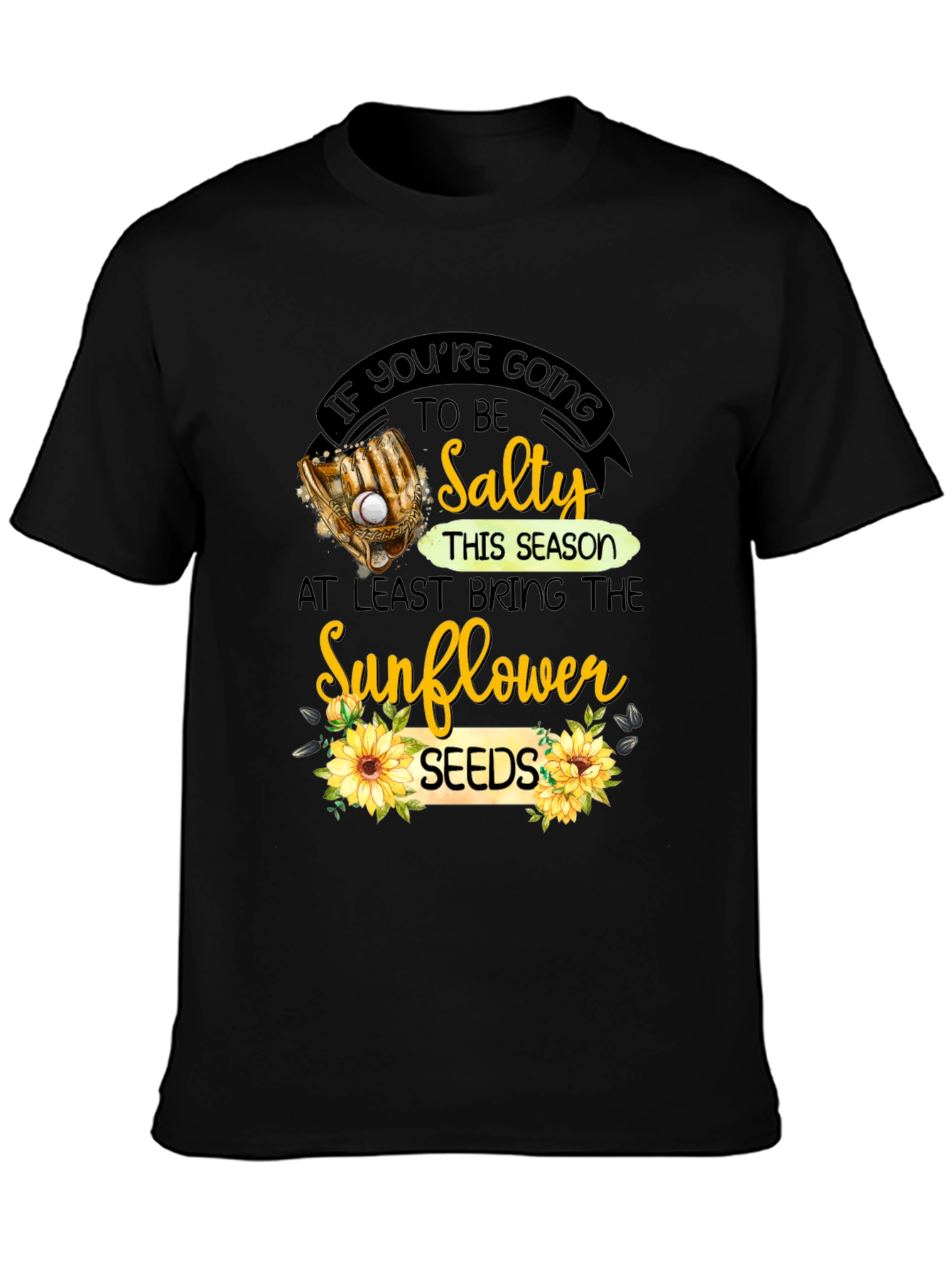 Black Salty Sunflower Seeds Graphic T-Shirt view 3
