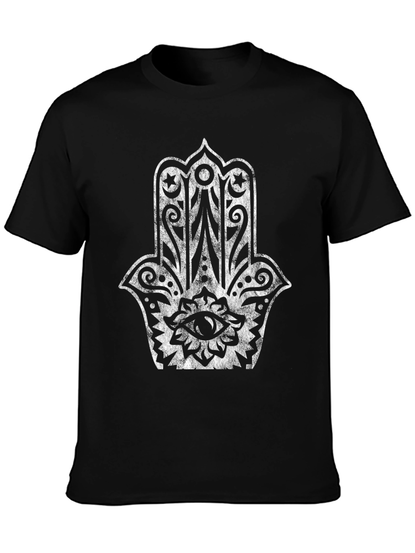 Black Hamsa Hand Graphic Tee - Black Cotton Blend view 3