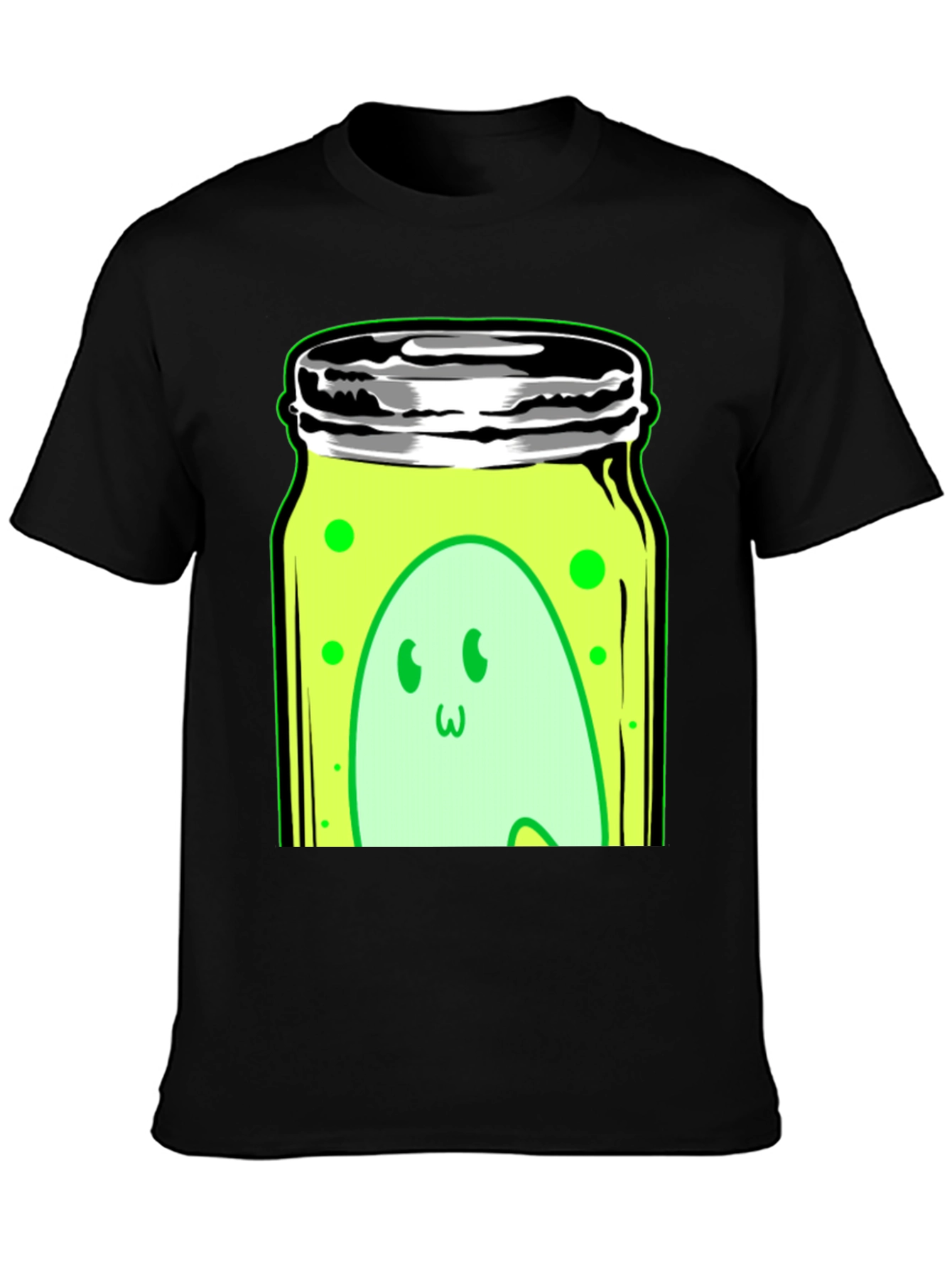 Black Ghost in a Jar Graphic Tee - Black Cotton Blend view 3