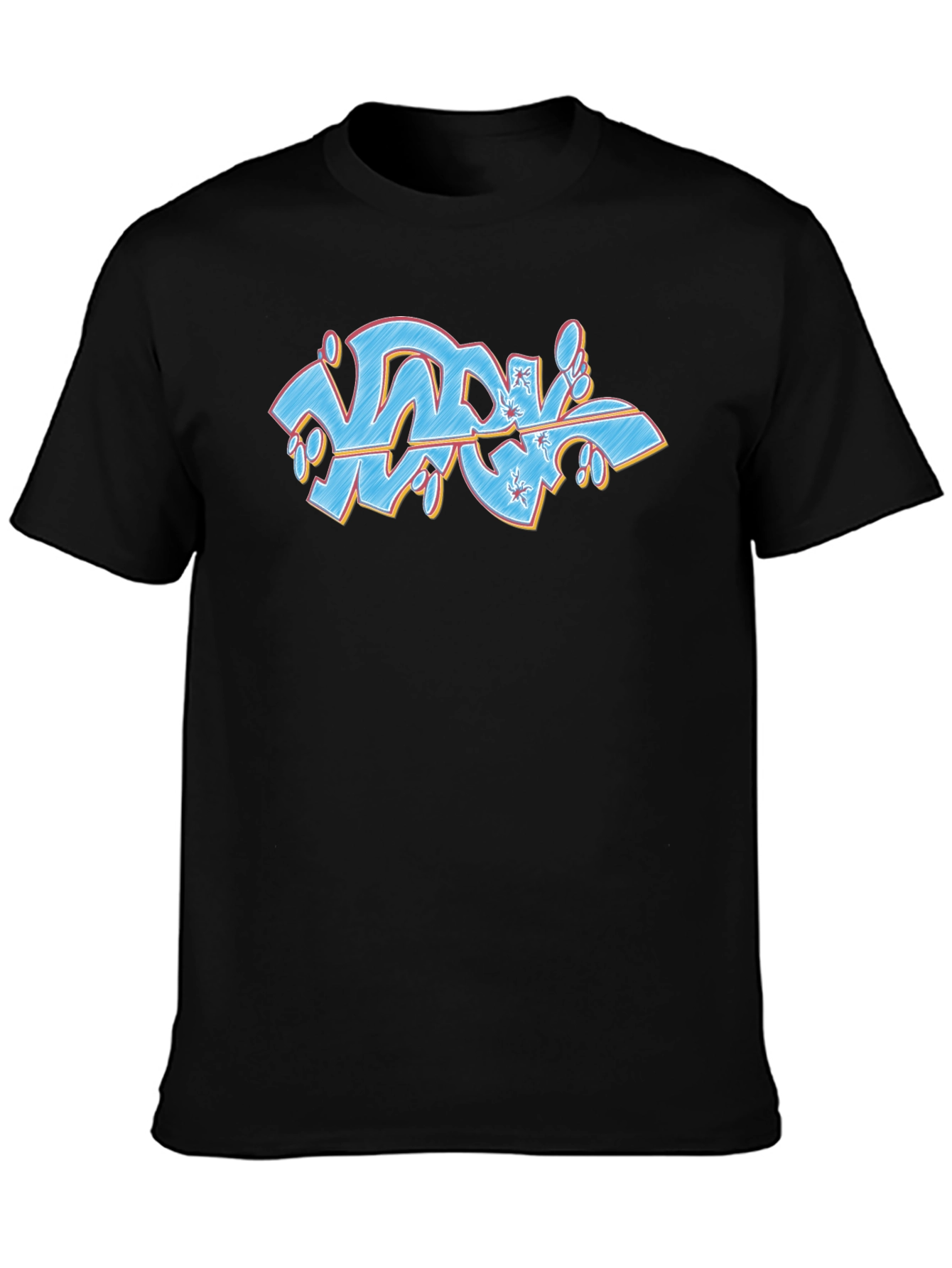 Black Graffiti Style Graphic Black T-Shirt view 3