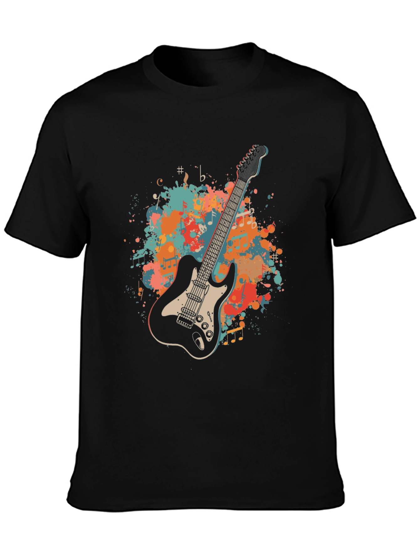 Black Guitar Graphic Tee - Music Lover's T-Shirt view 3