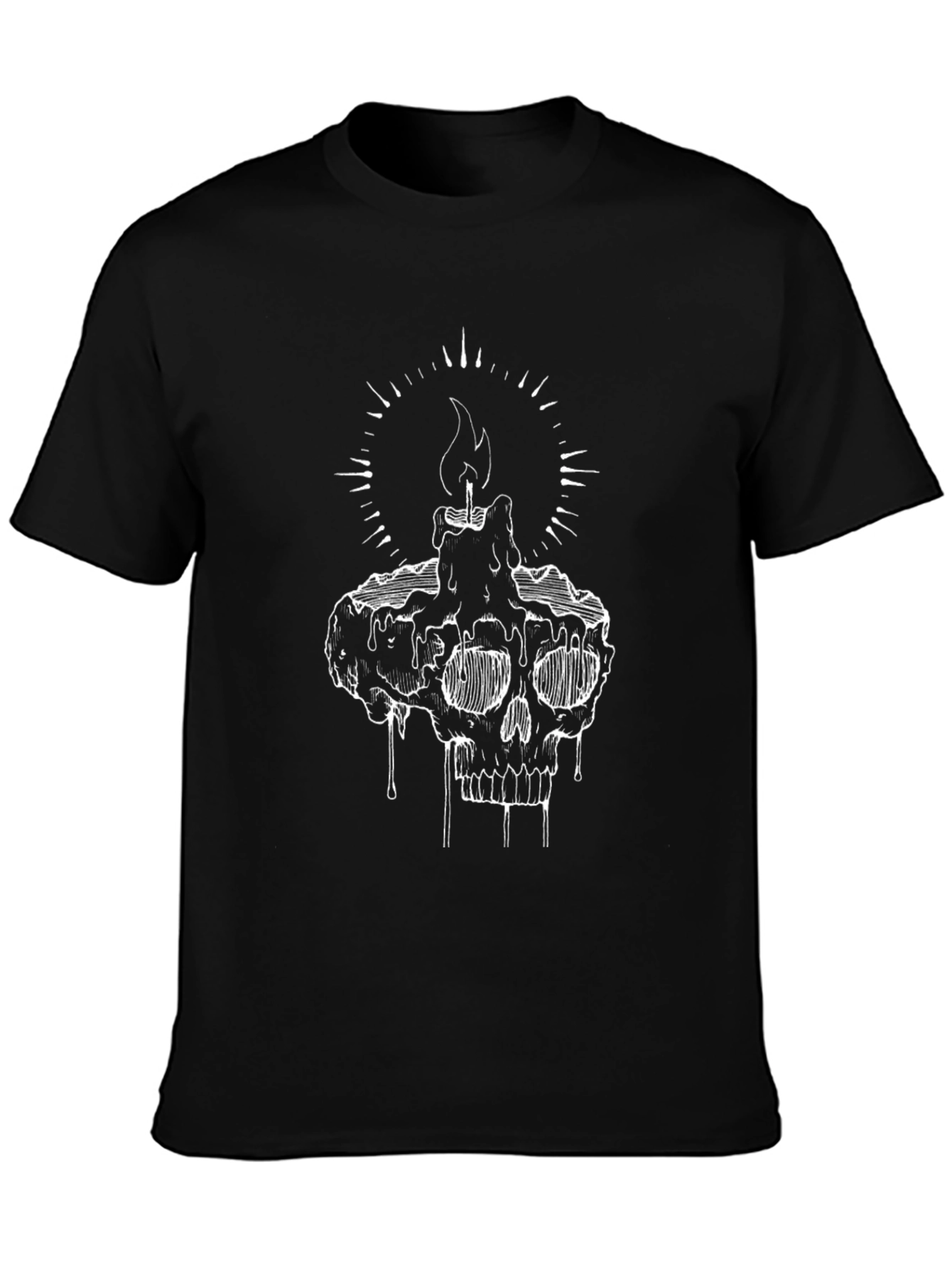Black Skull Candle Graphic Tee - Black view 3