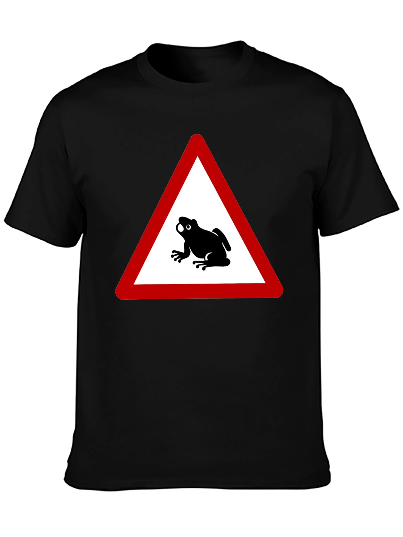 Black Frog Warning Sign Black T-Shirt view 3
