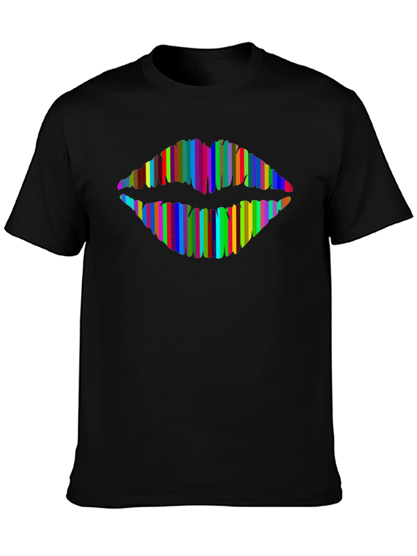 Black Rainbow Lips Graphic T-Shirt - Modern Style view 3
