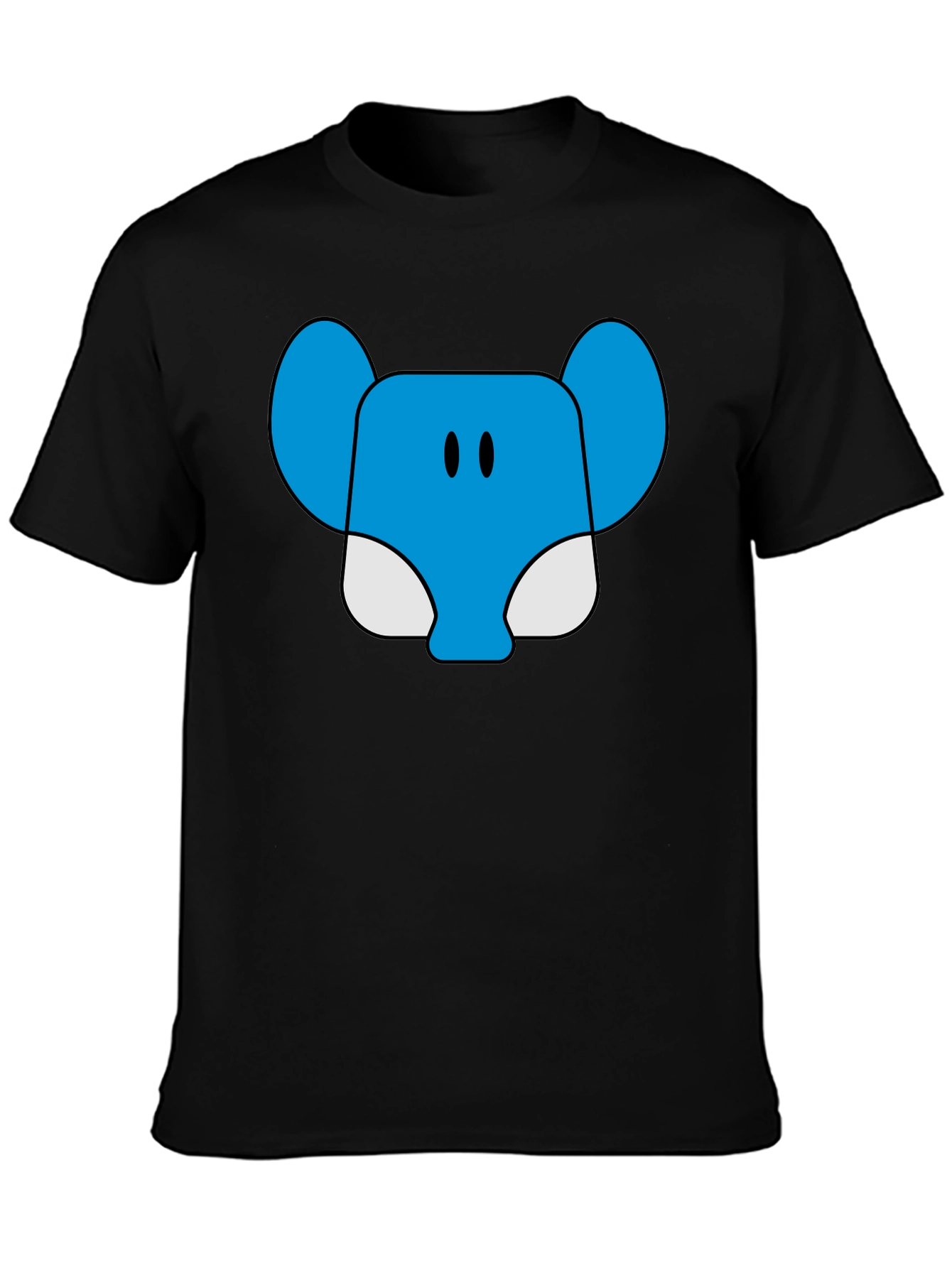 Black Blue Elephant Cartoon Graphic T-Shirt view 3
