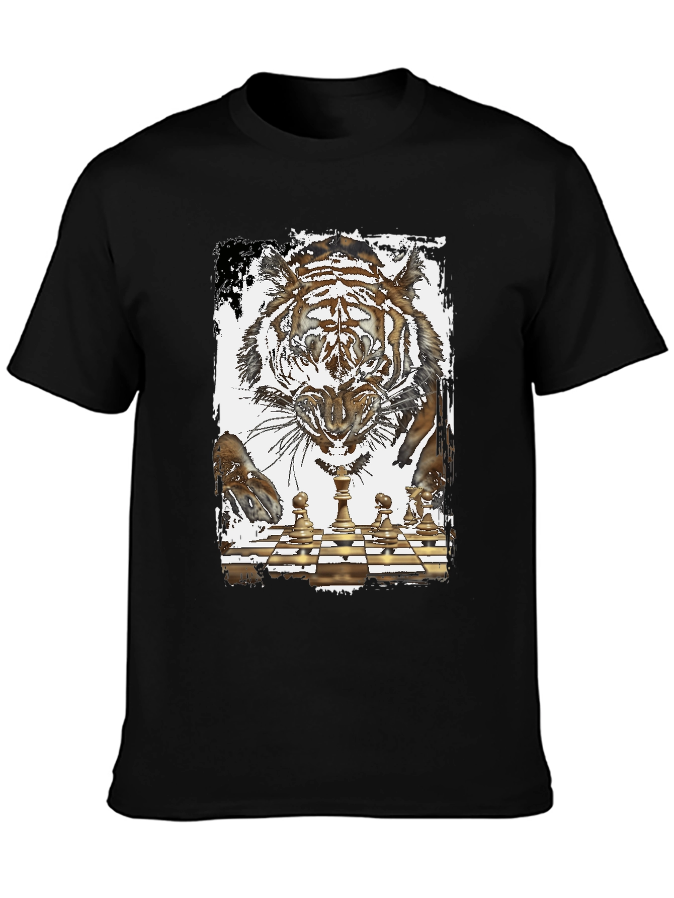 Black Tiger Chess Graphic T-Shirt view 3