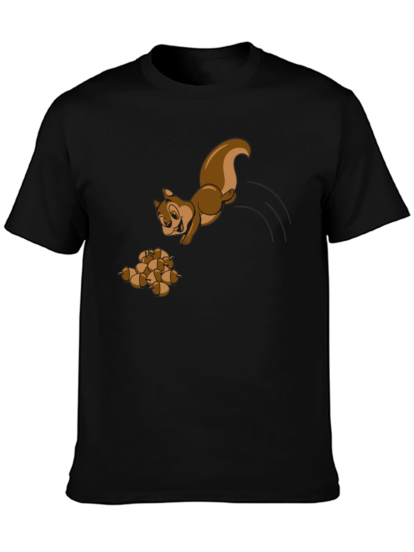 Black Squirrel and Acorns Graphic Tee - Black view 3