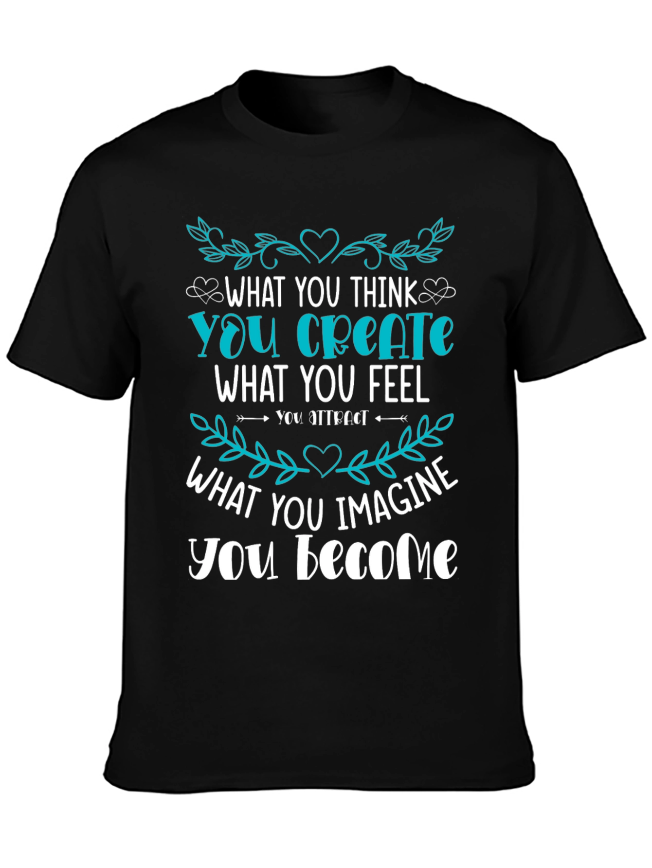Black Inspirational Graphic T-Shirt - Create Your Reality view 3