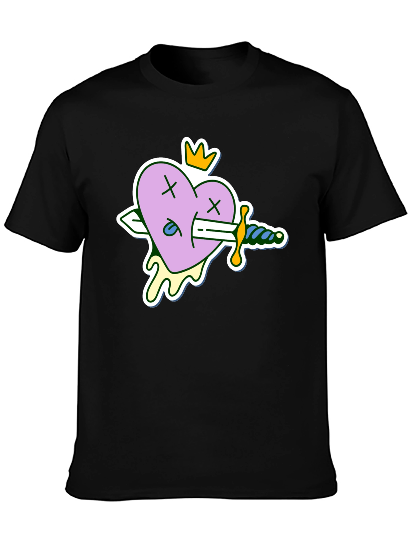 Black Heart with Sword Black T-Shirt view 3