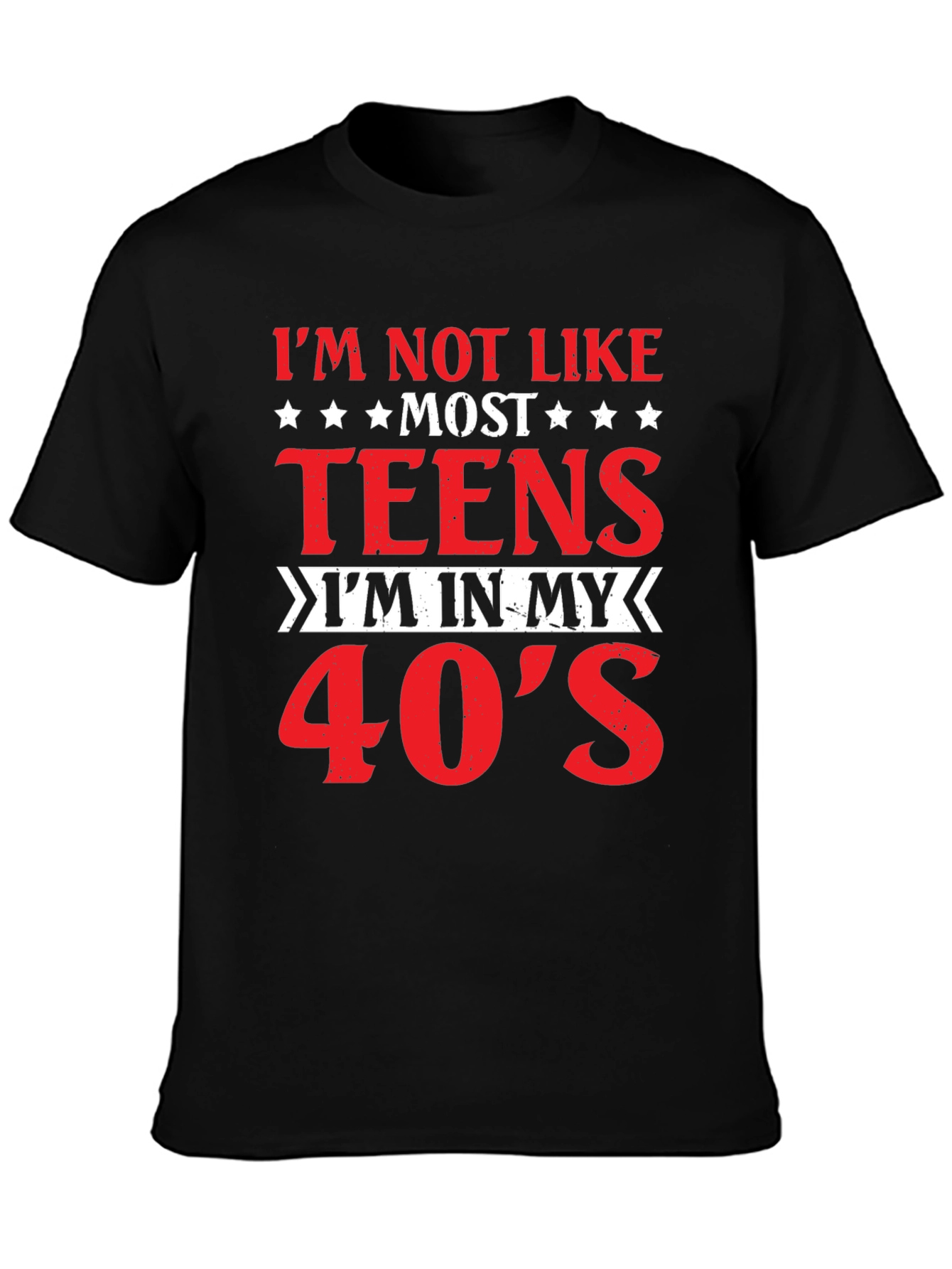 Black I'm Not Like Most Teens T-Shirt 40s view 3