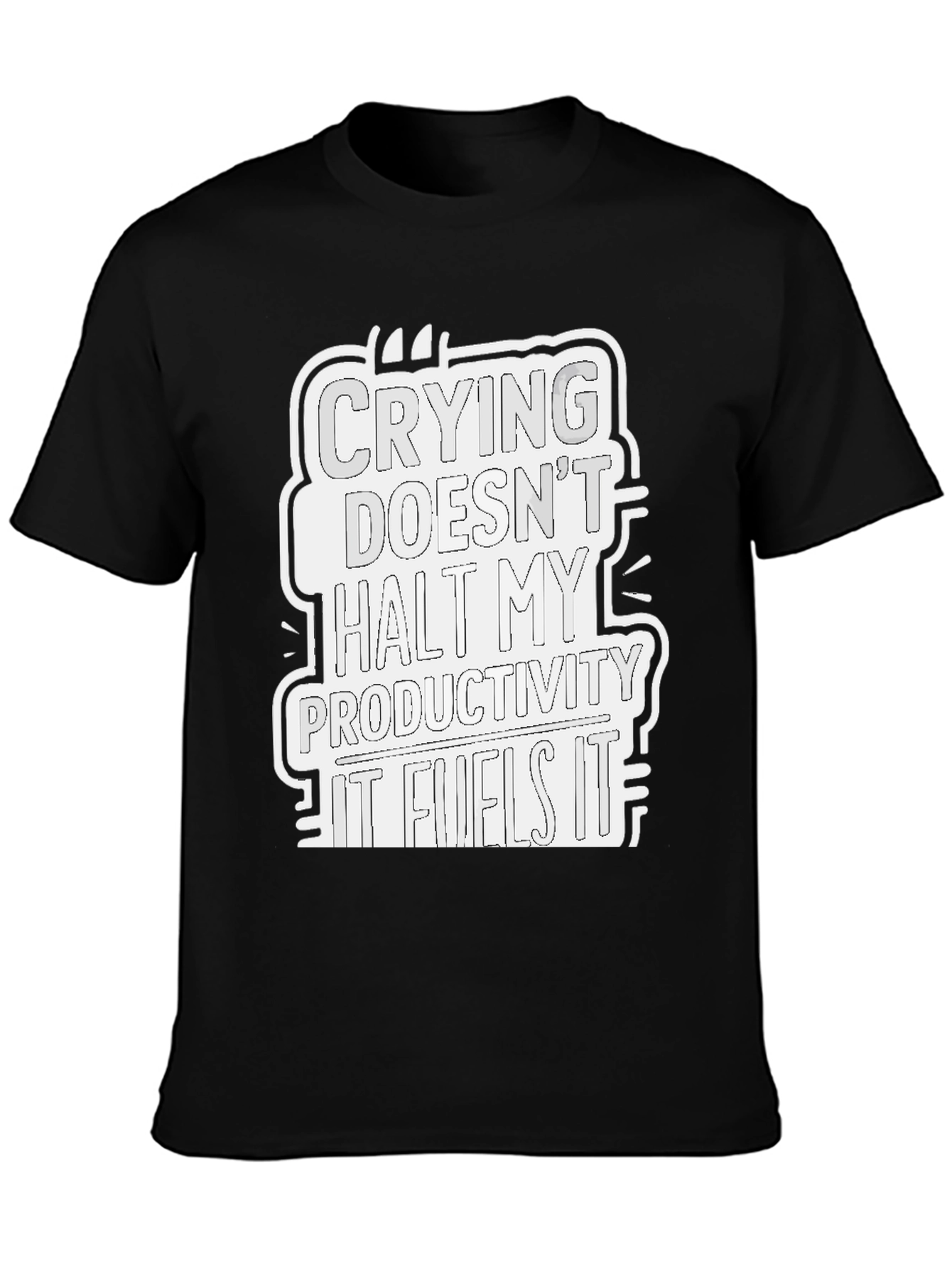 Black Crying Fuels Productivity Graphic Tee - Black view 3
